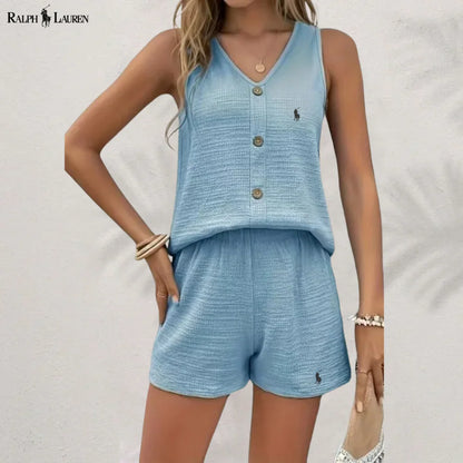 R. Ꮮаᴜгеn Knappet Tank & Shorts Sett