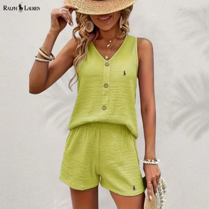 R. Ꮮаᴜгеn Knappet Tank & Shorts Sett