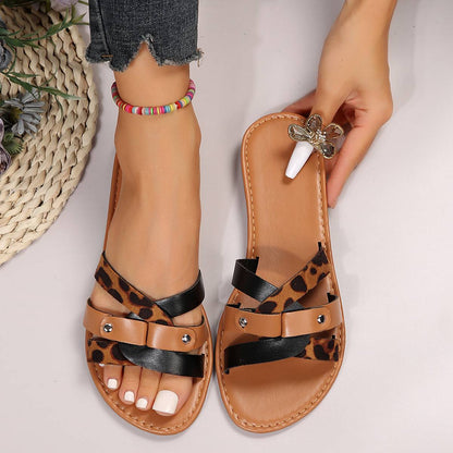 Leopard Krysstraps Sandaler
