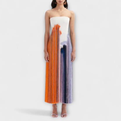 Sommer - Stilfull Colorblock Kjole med Trendy Frynser