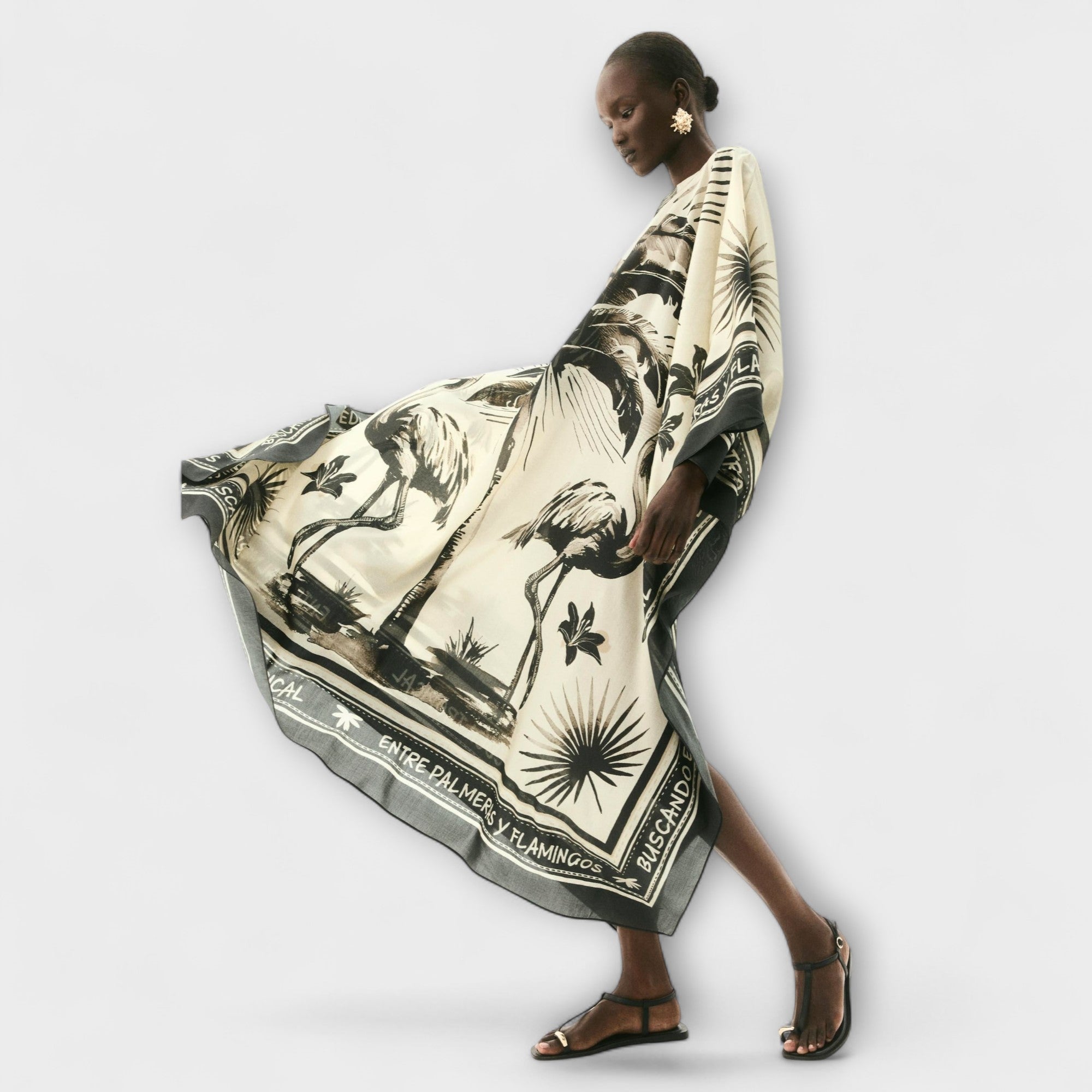 Melissa - Ekstra stor Flamingo Print Kaftan Maxi Kjole