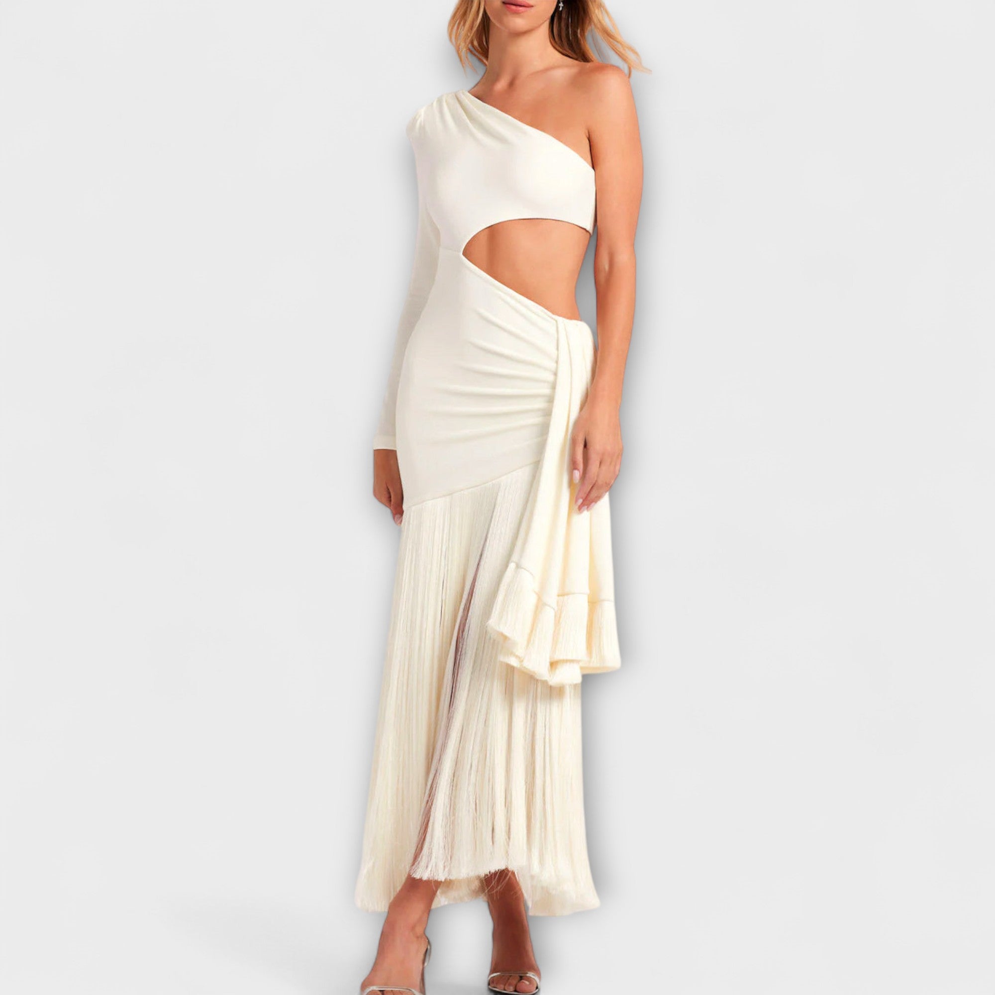 Alice - Iønefallende Cutout Frynse Maxi Kjole
