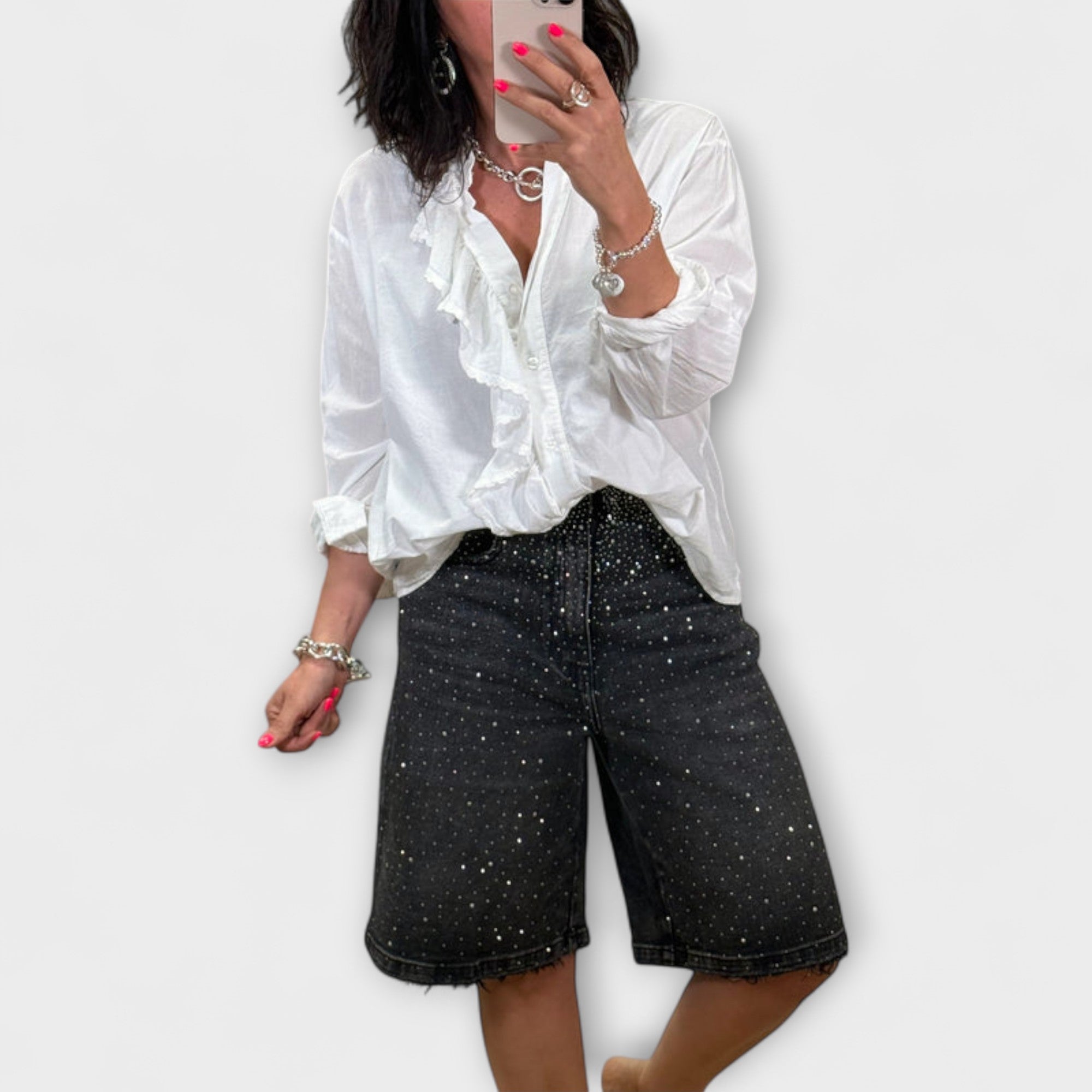 Amaris - Bermuda Shorts med Rhinestones