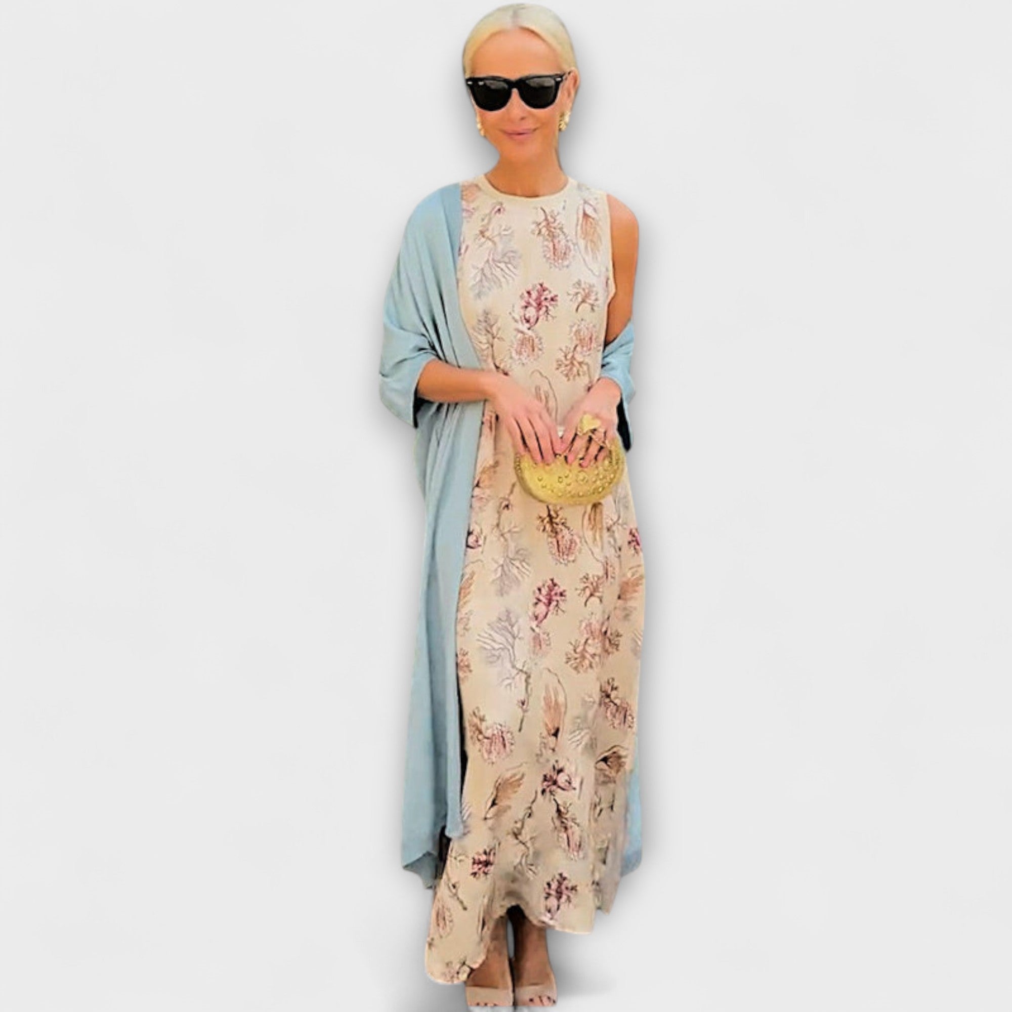 Elveria – Maxi Kjole med Matchende Cardigan