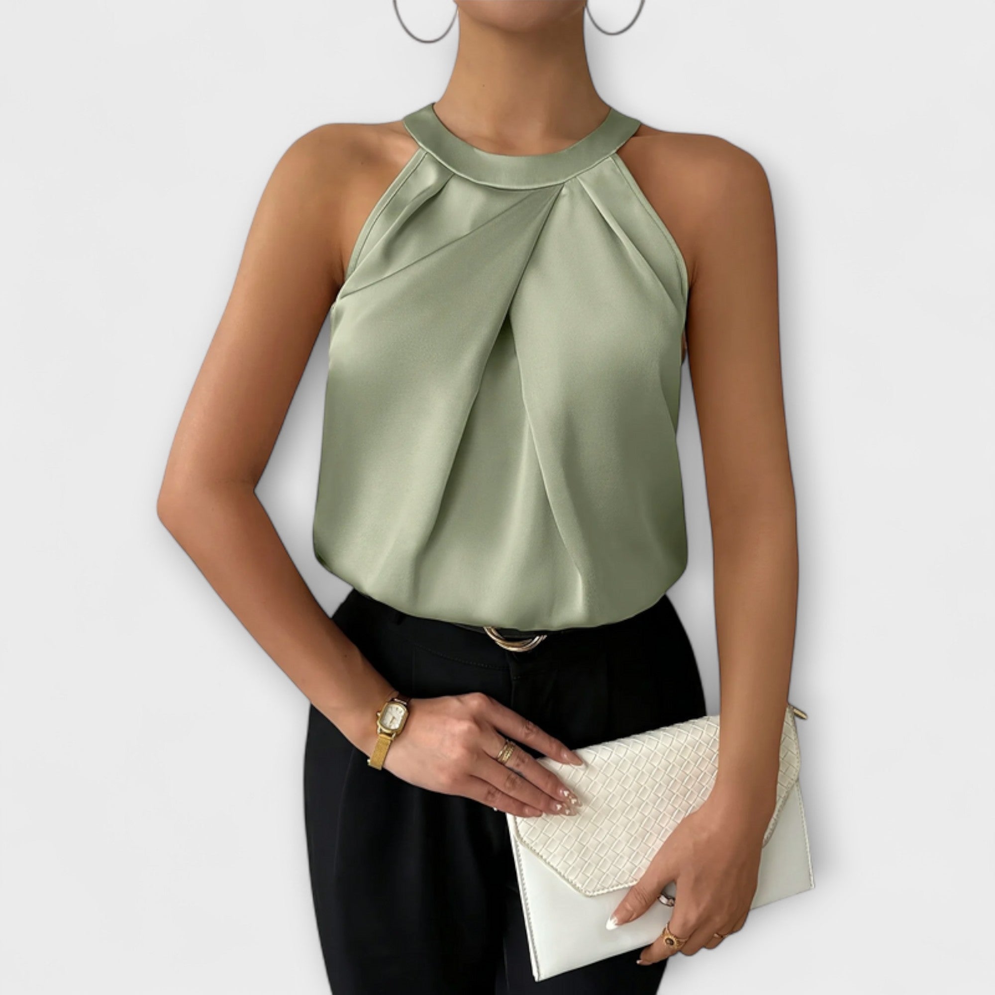 Skye - Chic Satinbluse med Off-Shoulder Design