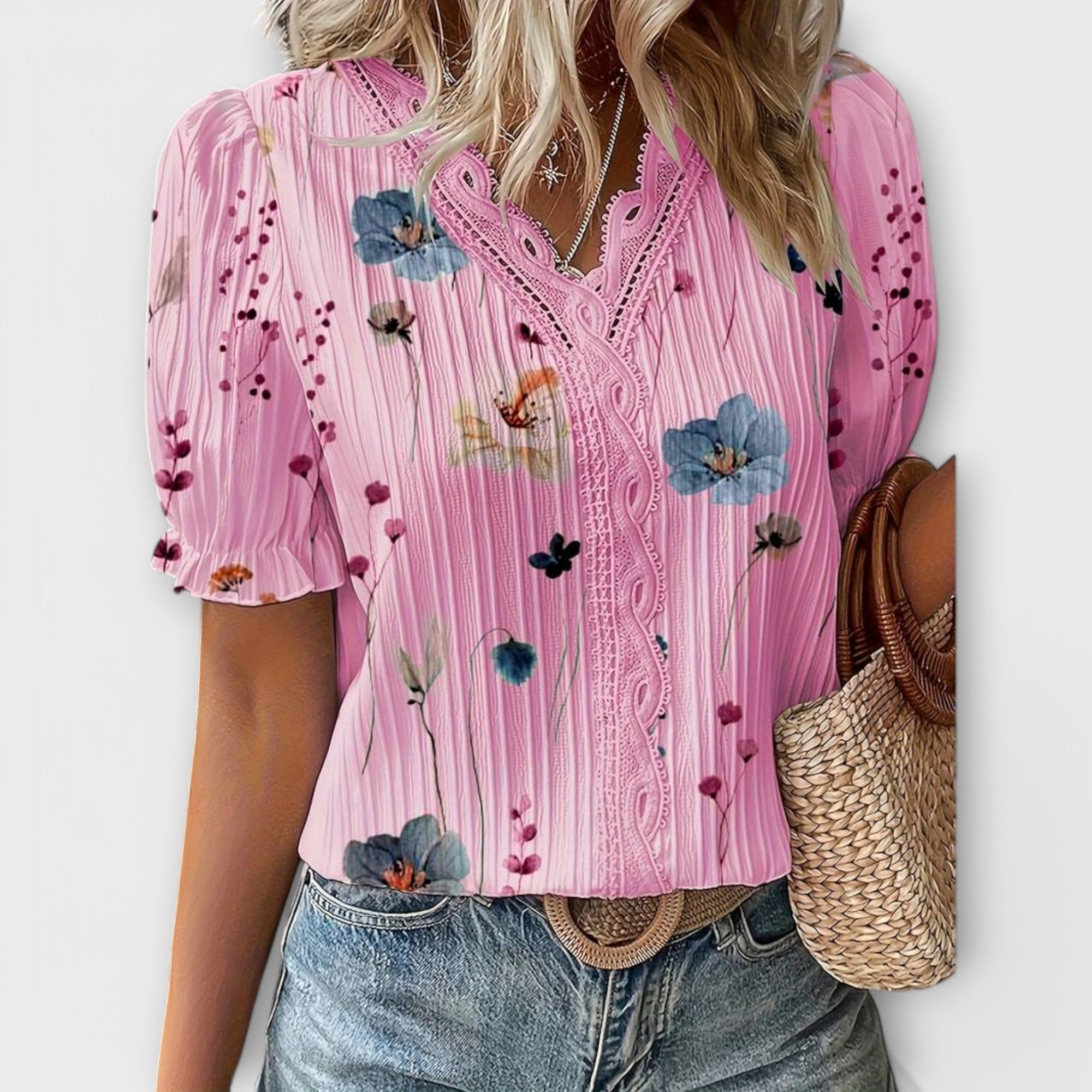 Emily - Motemessig Bluse med V-Hals
