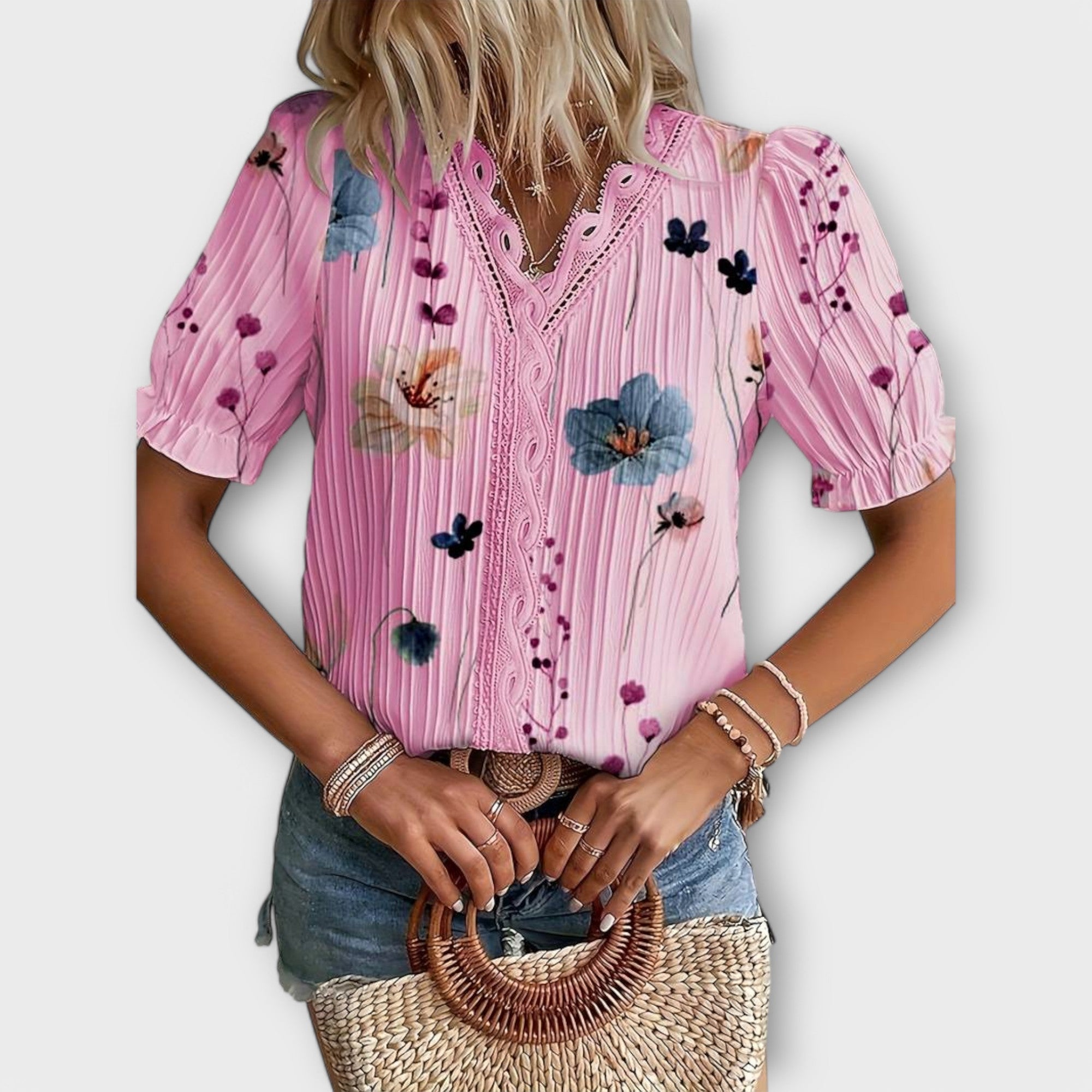 Emily - Motemessig Bluse med V-Hals