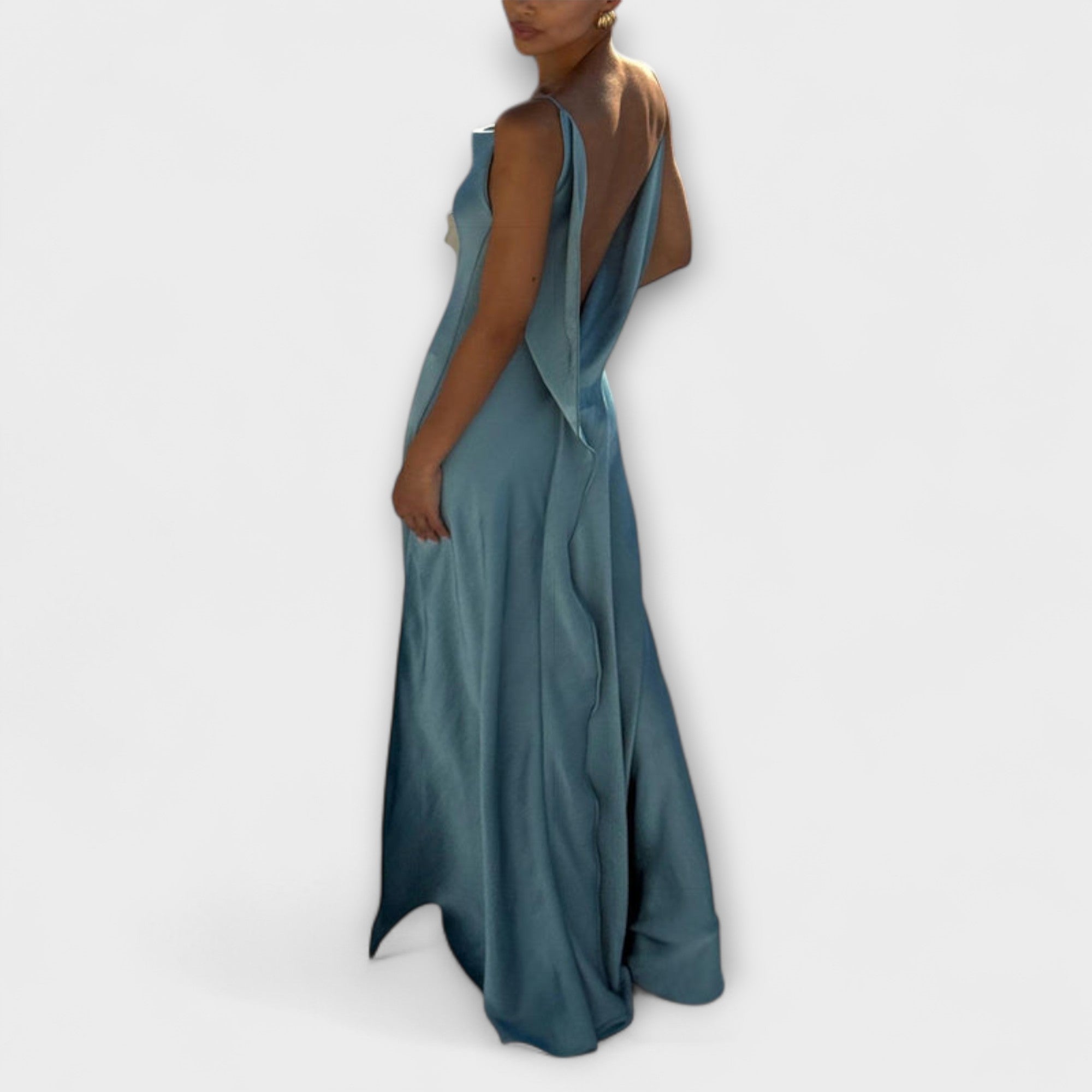 Hallie - Chic Satin Maxi Kjole med Høy Slitt
