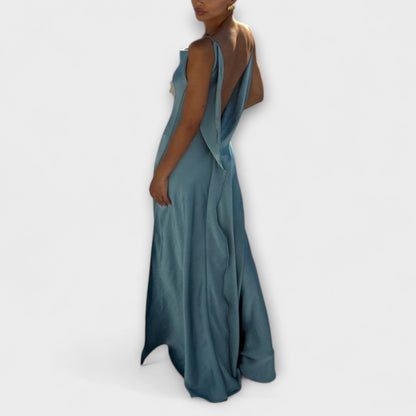 Hallie - Chic Satin Maxi Kjole med Høy Slitt