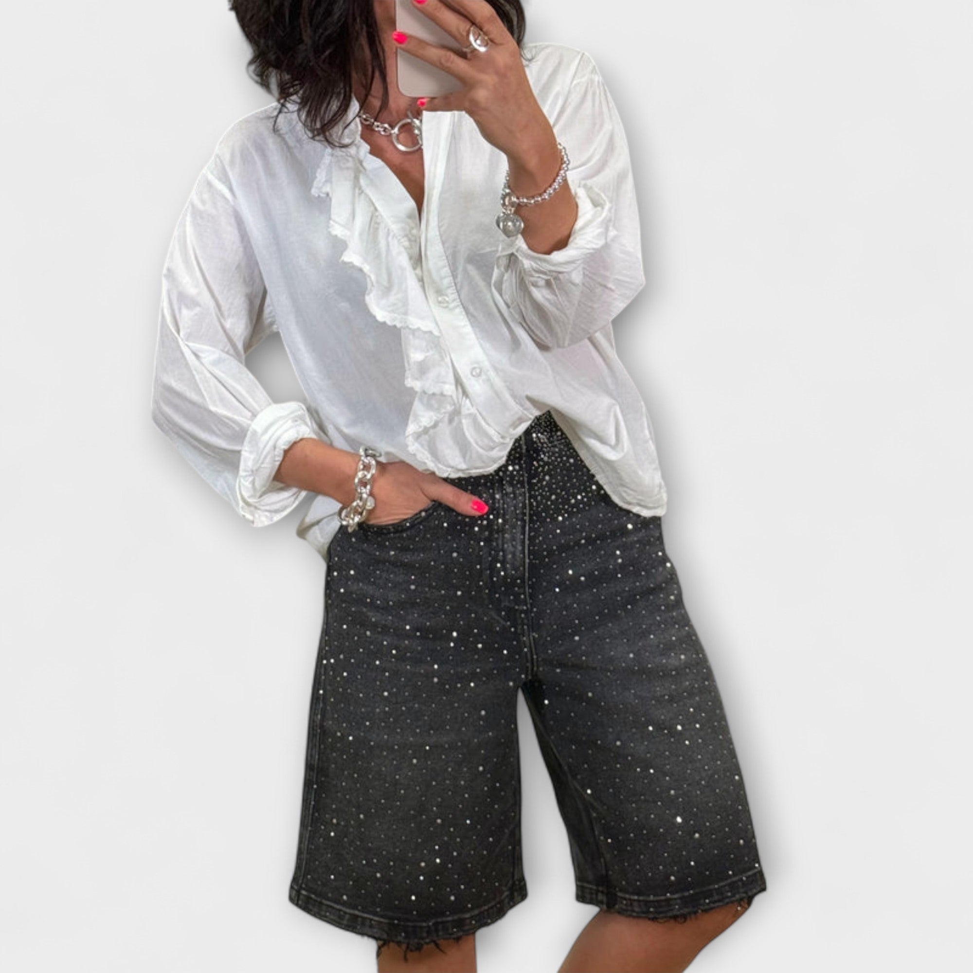 Amaris - Bermuda Shorts med Rhinestones