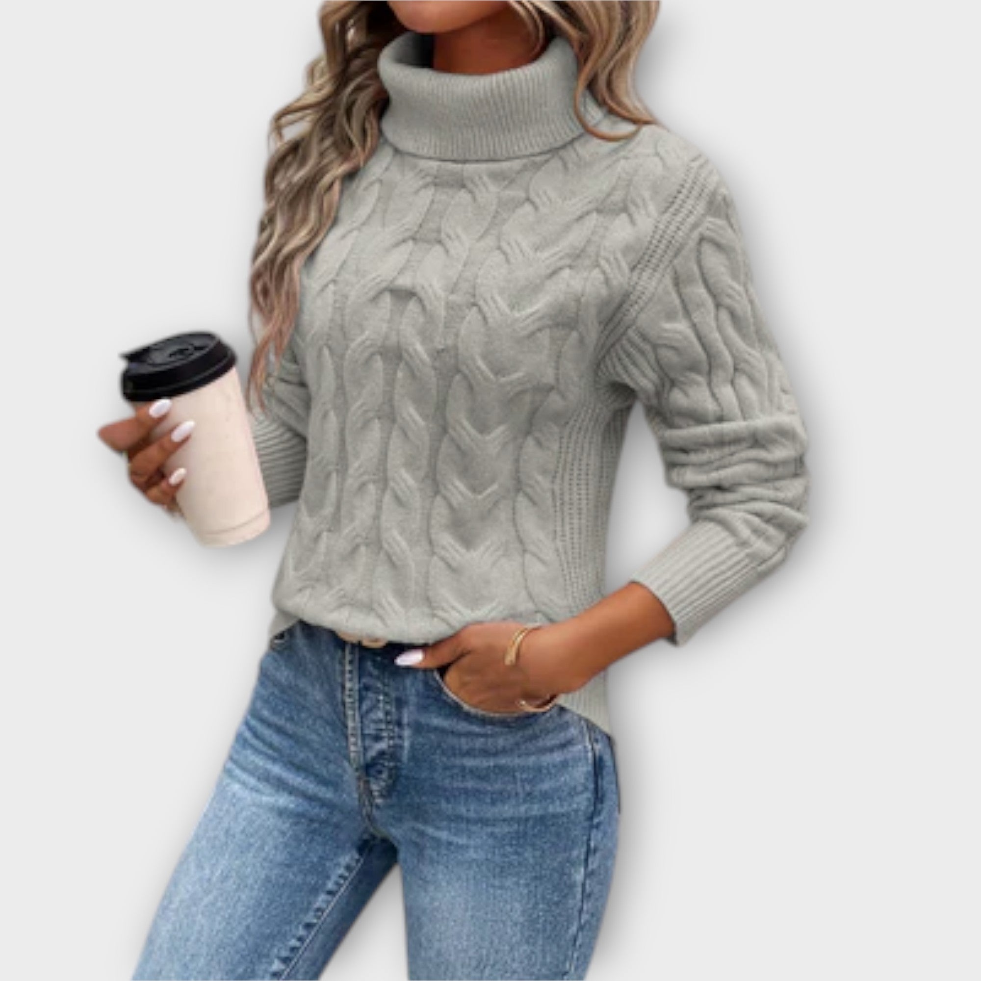 Amelia – Elegant Turtleneck Genser Strikket