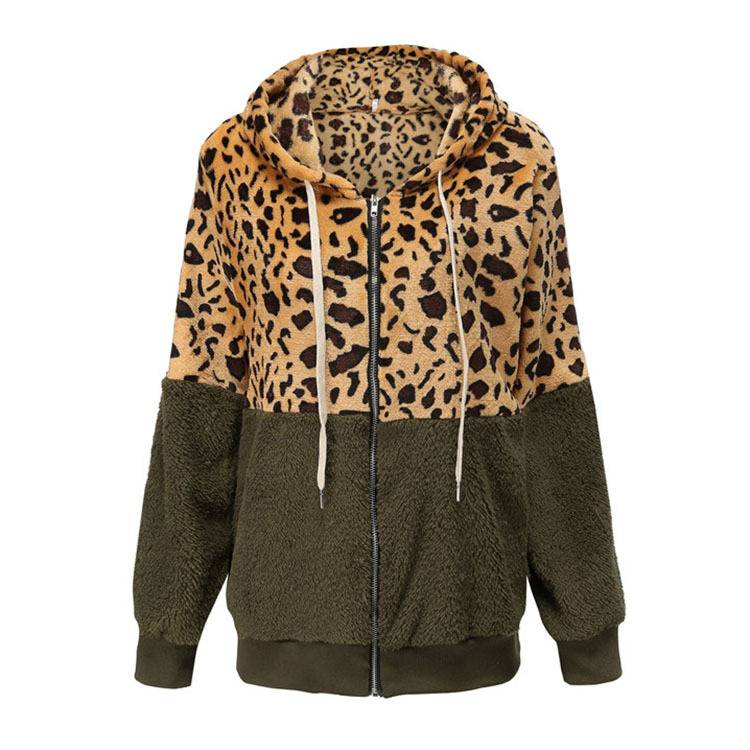 Lea - Fleece Hoodie med Leopard Design