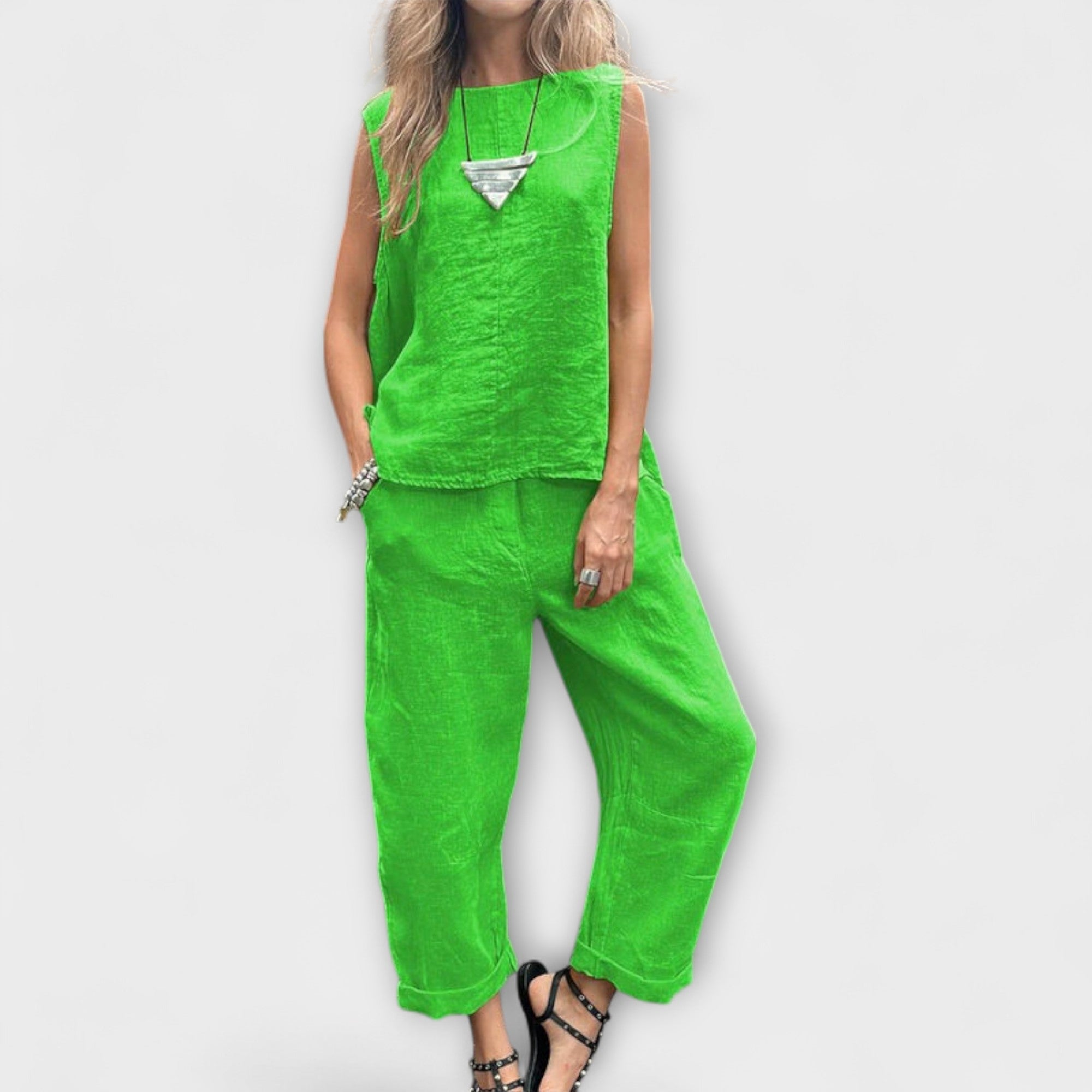 Jennifer - Avslappet Bomull-Lin Outfit