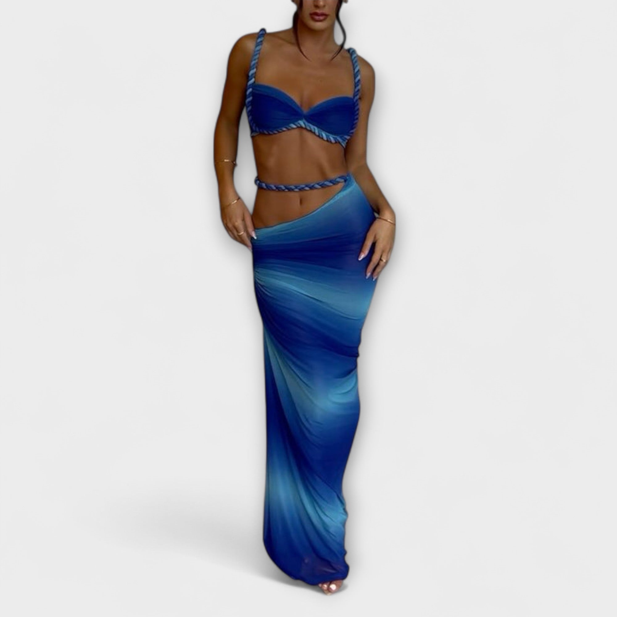 Jane - Stilfull Gradient Braid Crop Top & Overskirt Duo