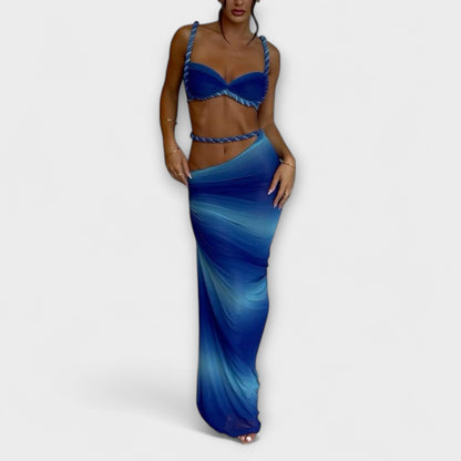 Jane - Stilfull Gradient Braid Crop Top & Overskirt Duo