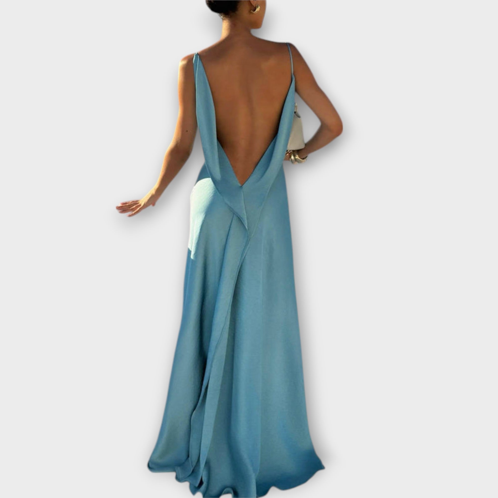Hallie - Chic Satin Maxi Kjole med Høy Slitt