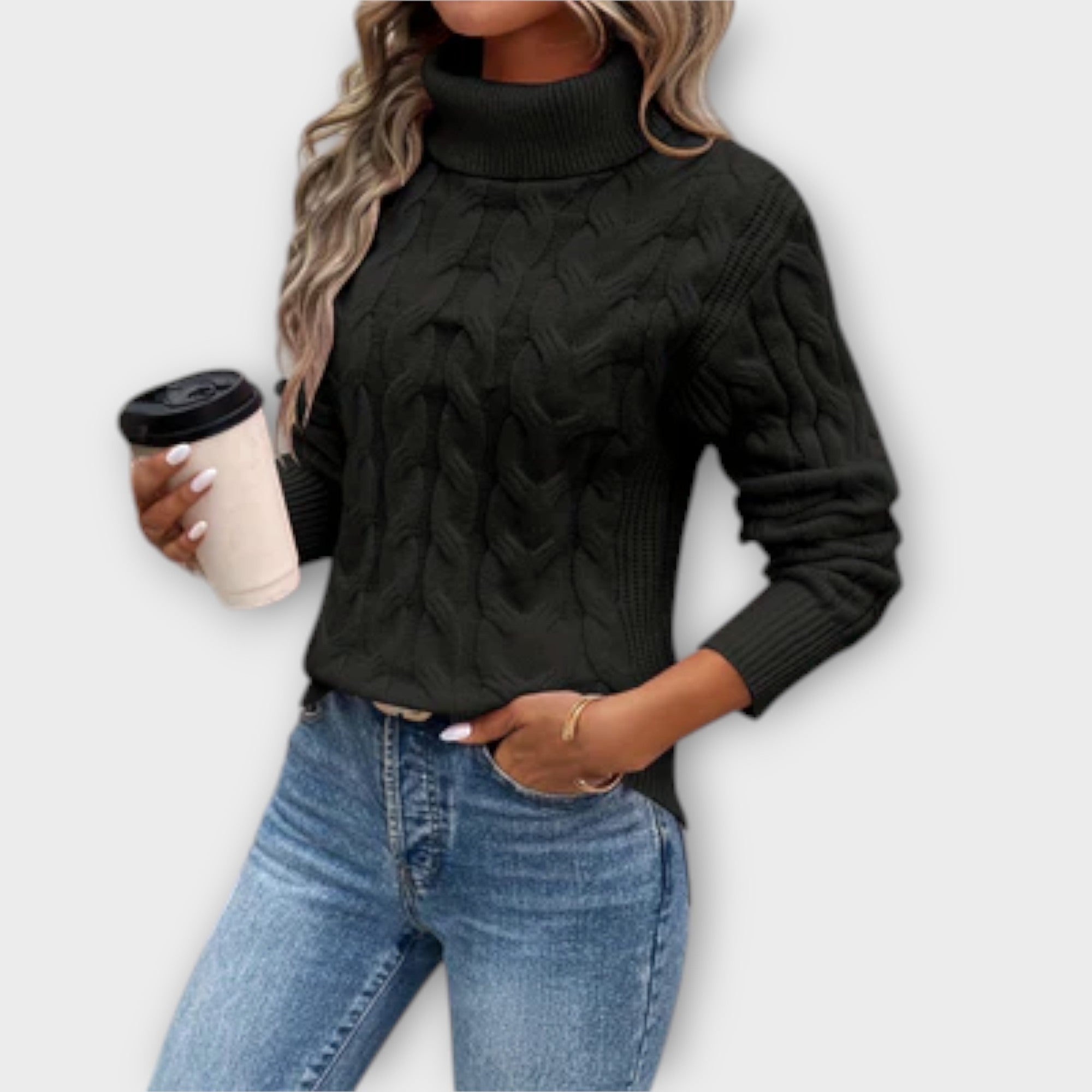 Amelia – Elegant Turtleneck Genser Strikket