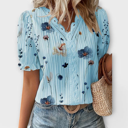 Emily - Motemessig Bluse med V-Hals