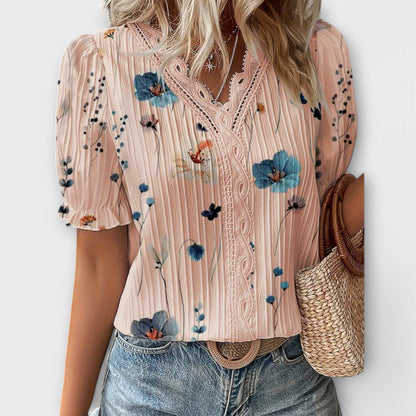 Emily - Motemessig Bluse med V-Hals