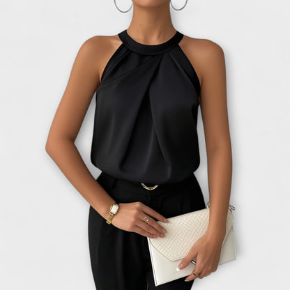 Skye - Chic Satinbluse med Off-Shoulder Design