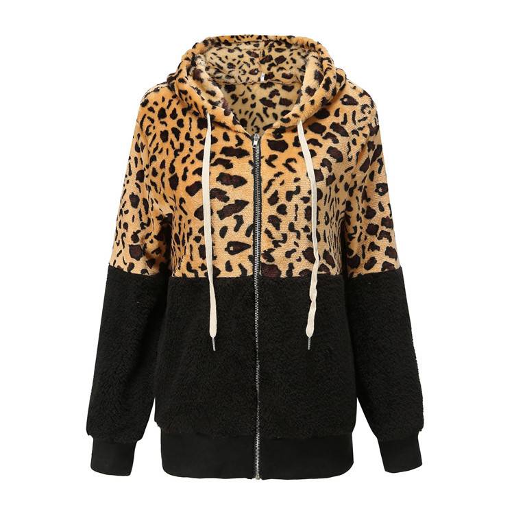 Lea - Fleece Hoodie med Leopard Design