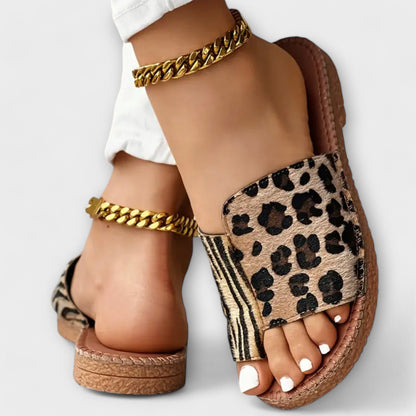 Stilige To-Fargede Sandaler med Leopardtrykk