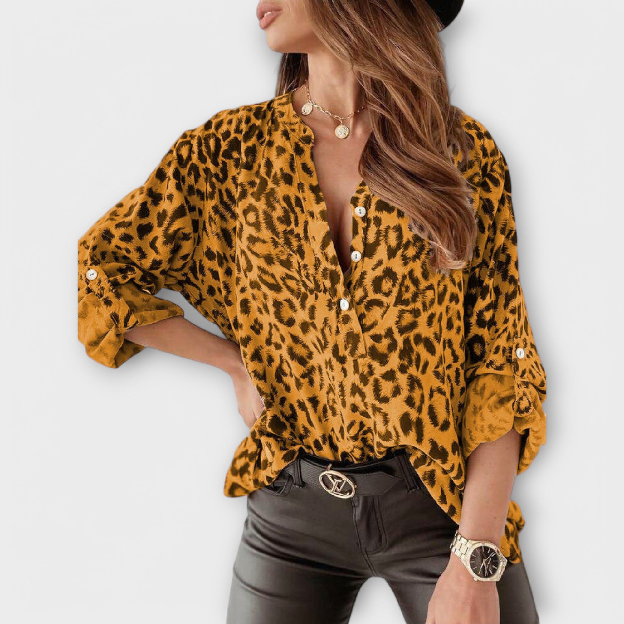 Moderne Bluse med Leopardmønster