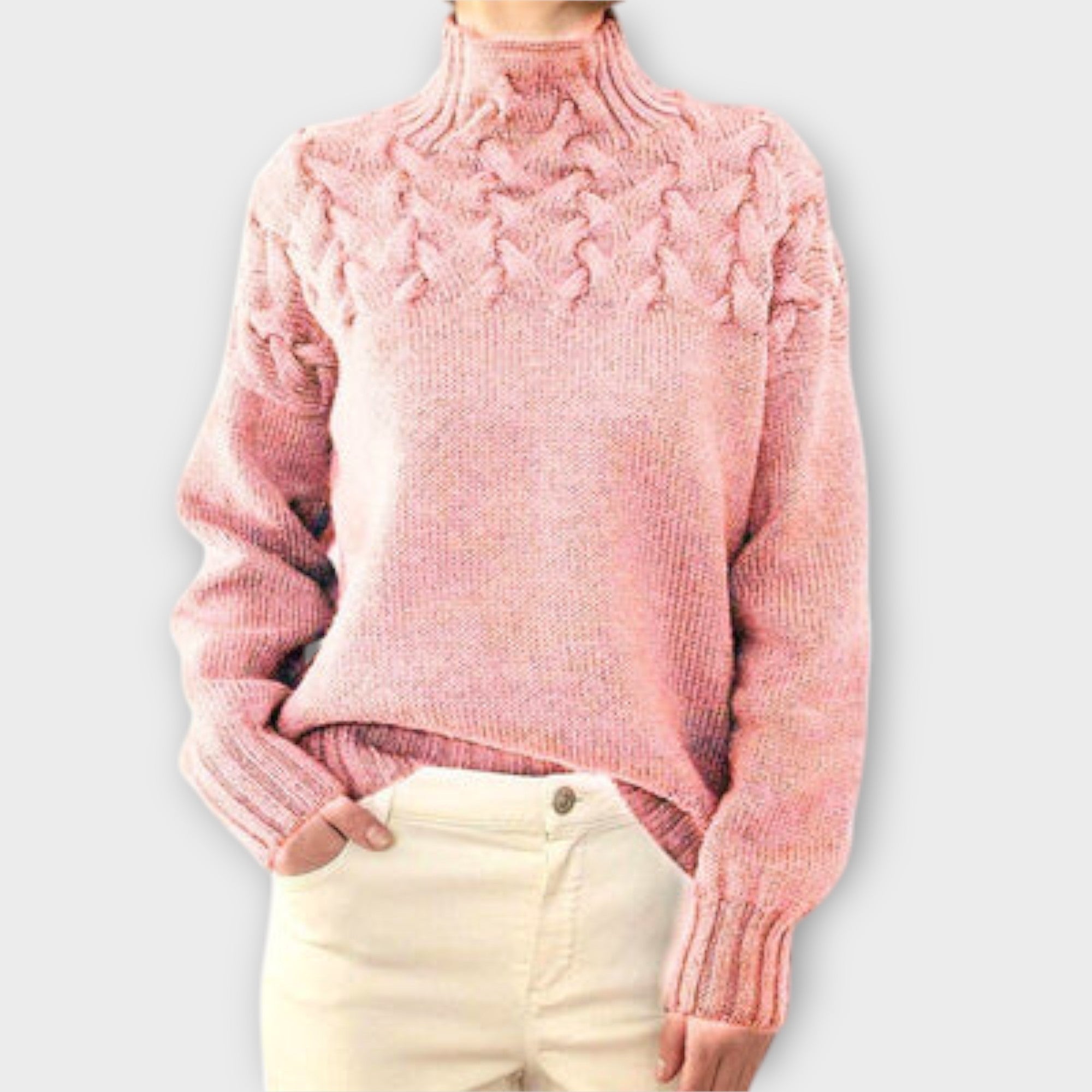 Eva - Damegenser med Kabelstrikk Detalj