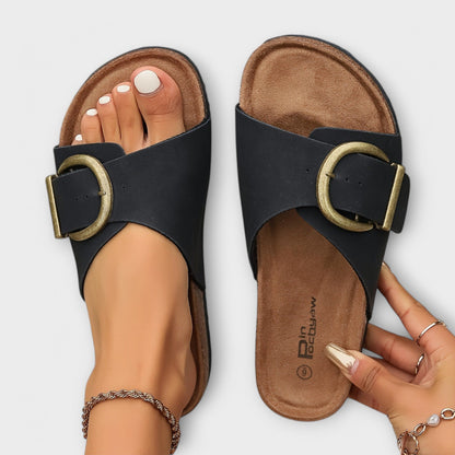 Margie - Kvinne Kork Sandaler med Spenne Design