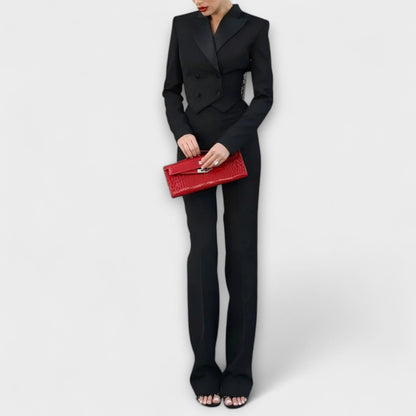 Noa - Svart Perle-Detaljert Ryggløs Kort Blazer Sett