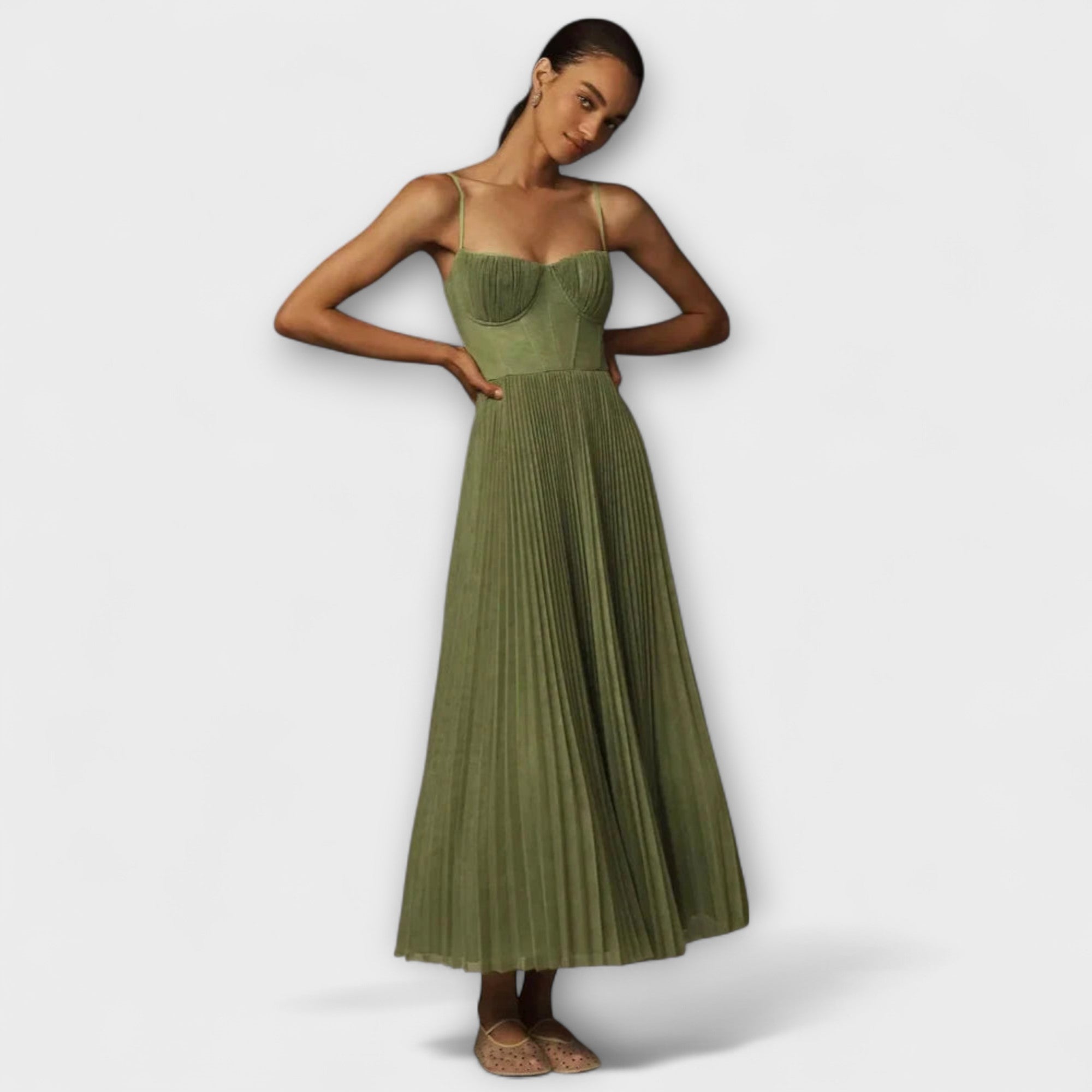 Marilyn - Midi Tulle Plisserte Kjole med Bustier Design