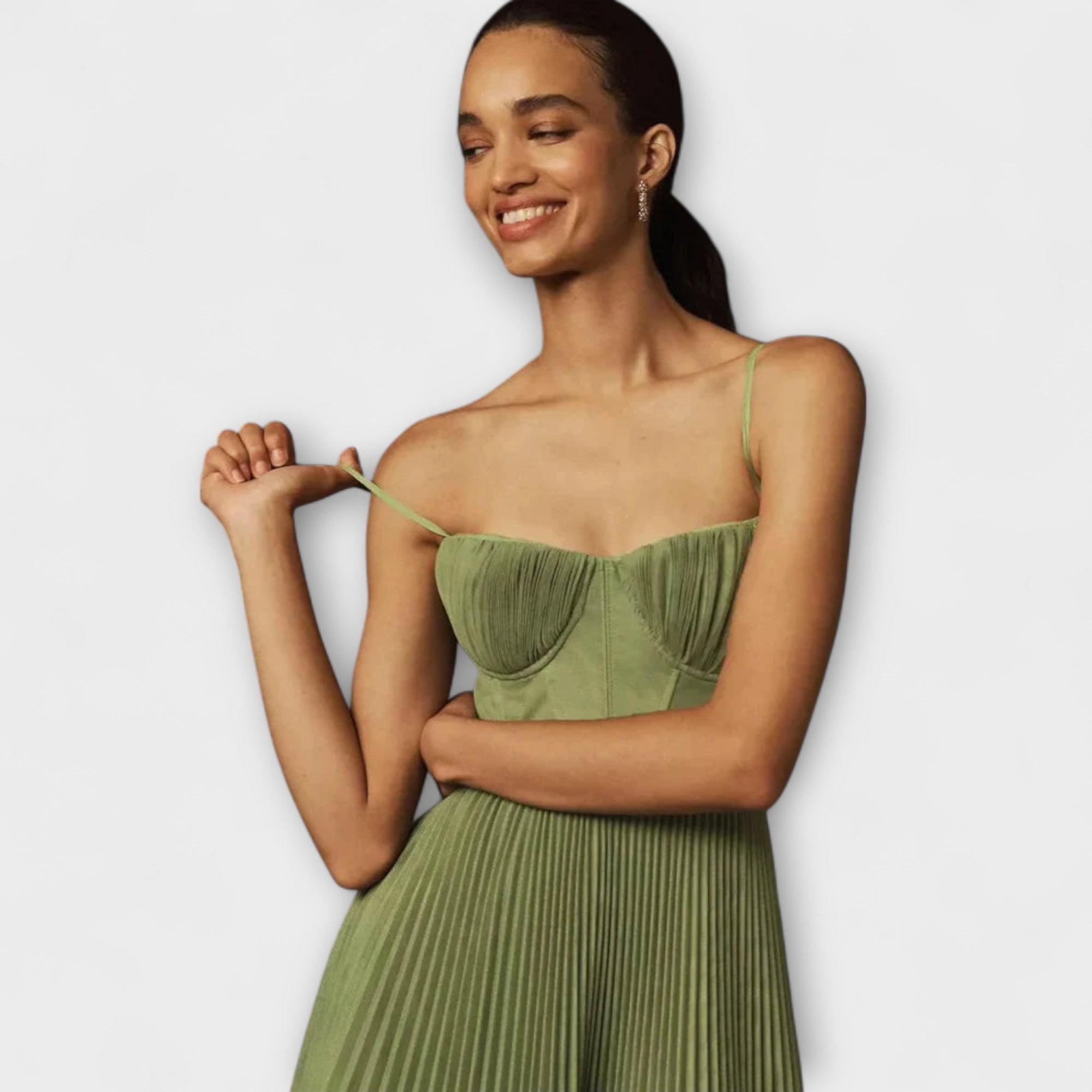 Marilyn - Midi Tulle Plisserte Kjole med Bustier Design