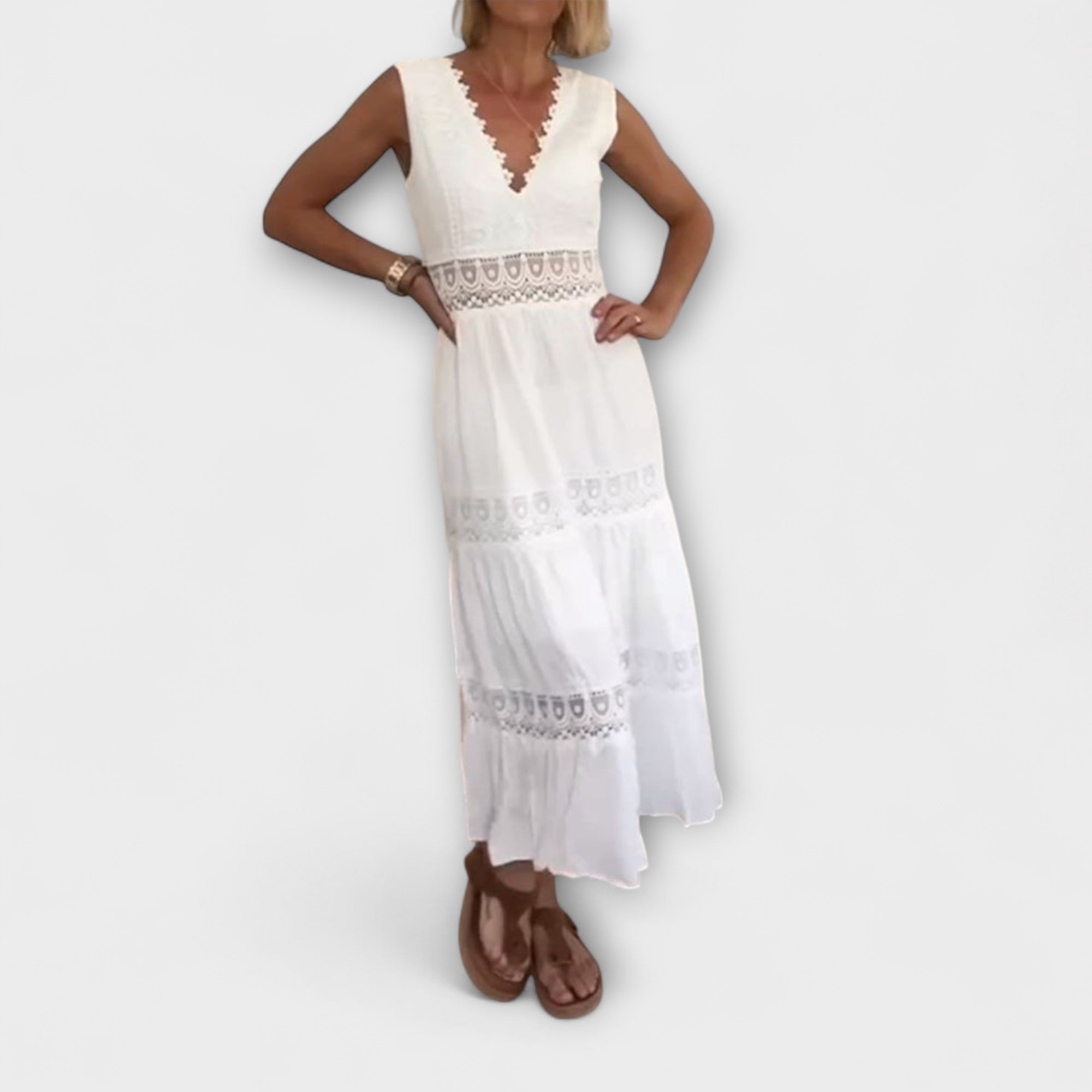 Aurélie - Elegant V-Hals Blondekjole