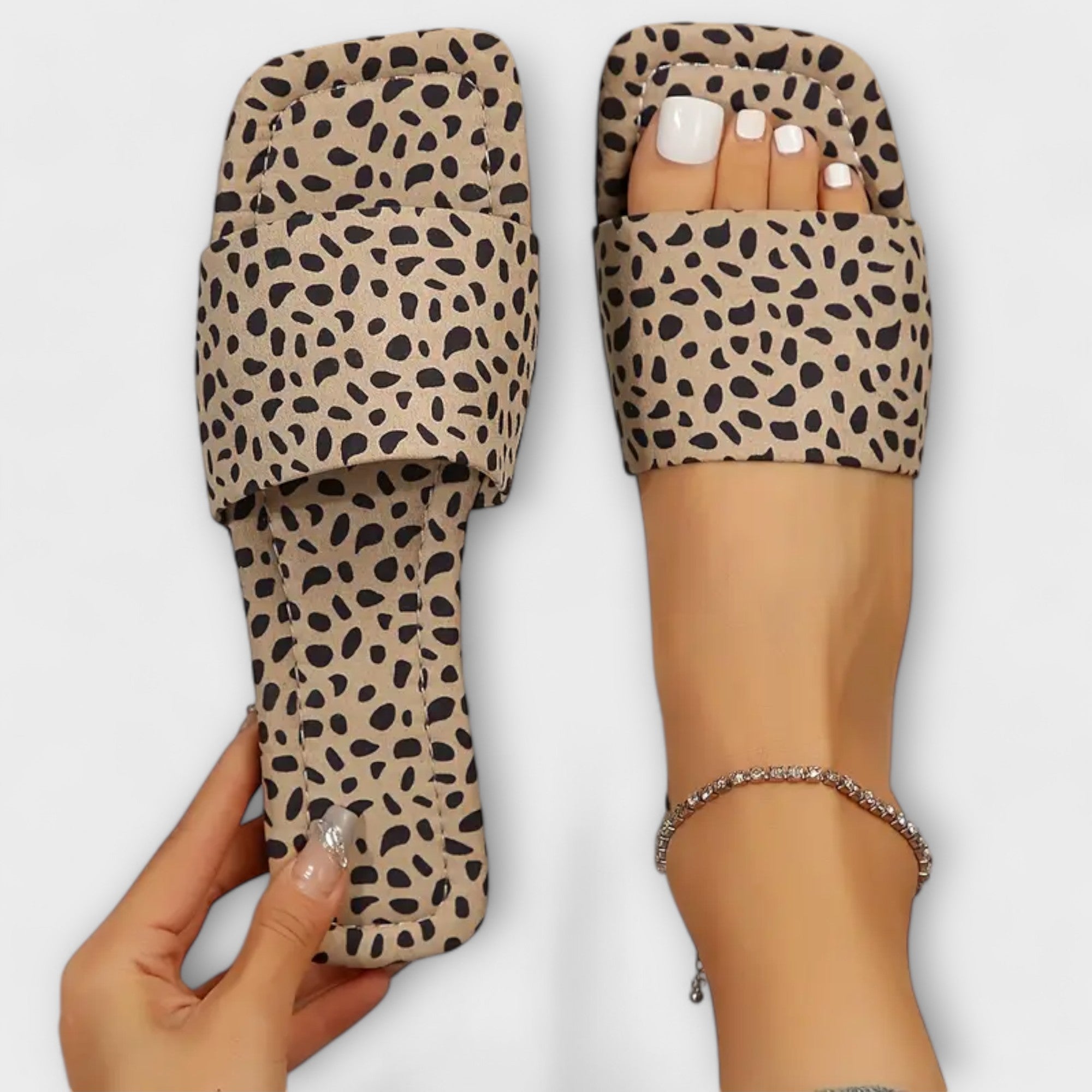 Flate Tøfler med Leopardmønster