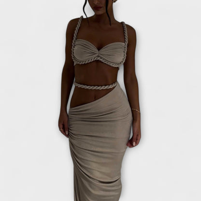 Jane - Stilfull Gradient Braid Crop Top & Overskirt Duo