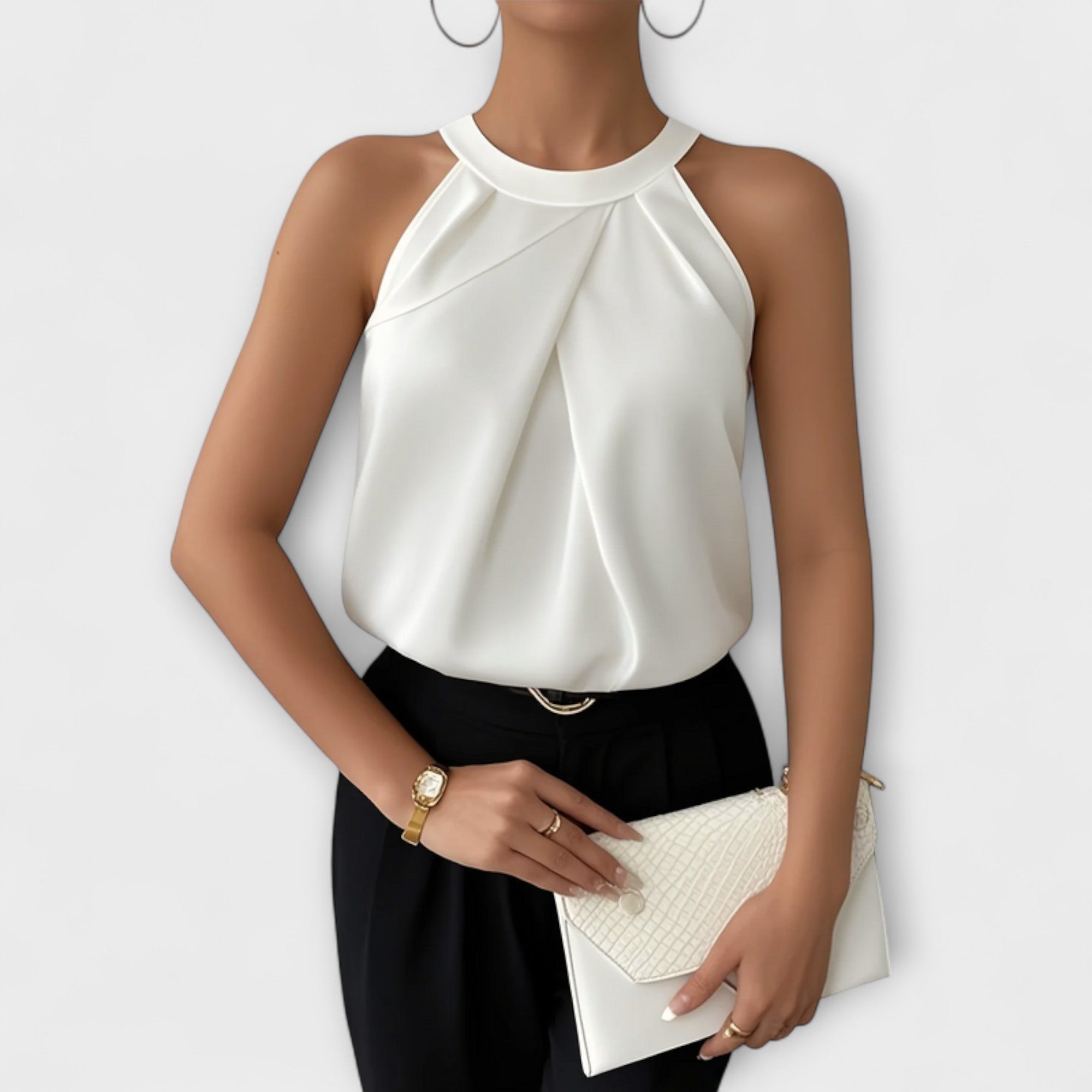 Skye - Chic Satinbluse med Off-Shoulder Design