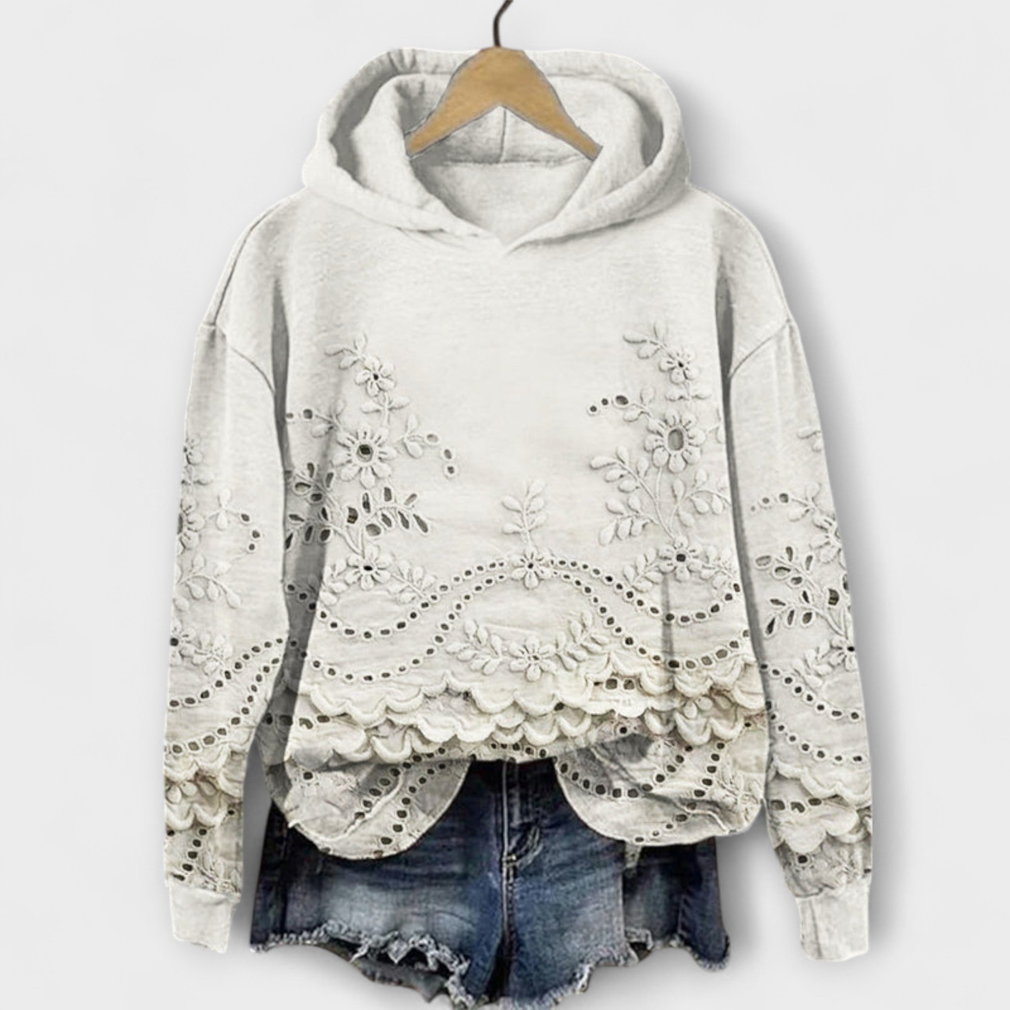 Grace – Vintage hettegenser med blomstertrykk
