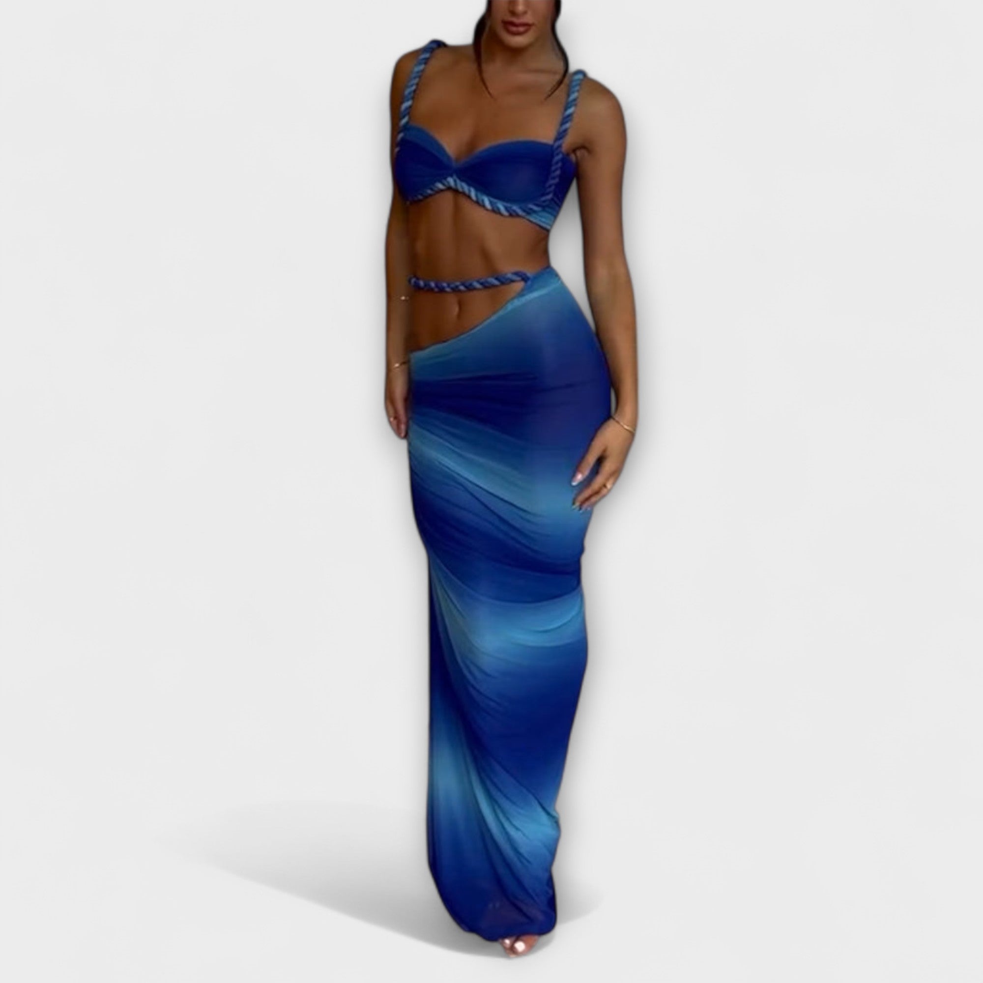 Jane - Stilfull Gradient Braid Crop Top & Overskirt Duo