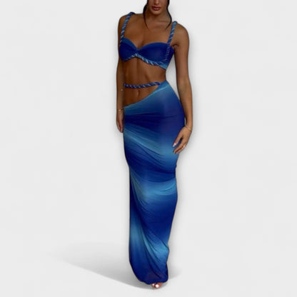 Jane - Stilfull Gradient Braid Crop Top & Overskirt Duo