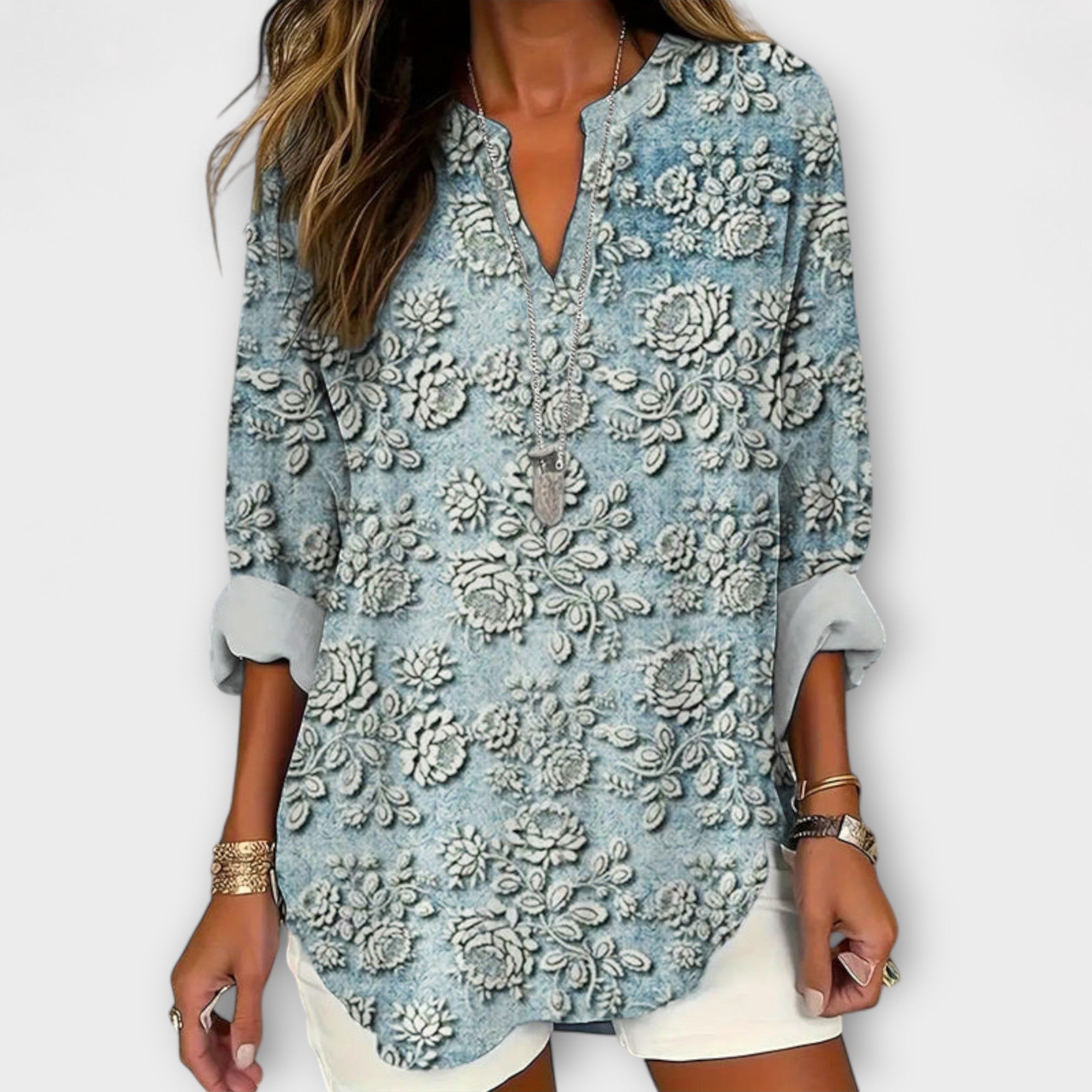 Charlotte – Bluse med Blomstertrykk