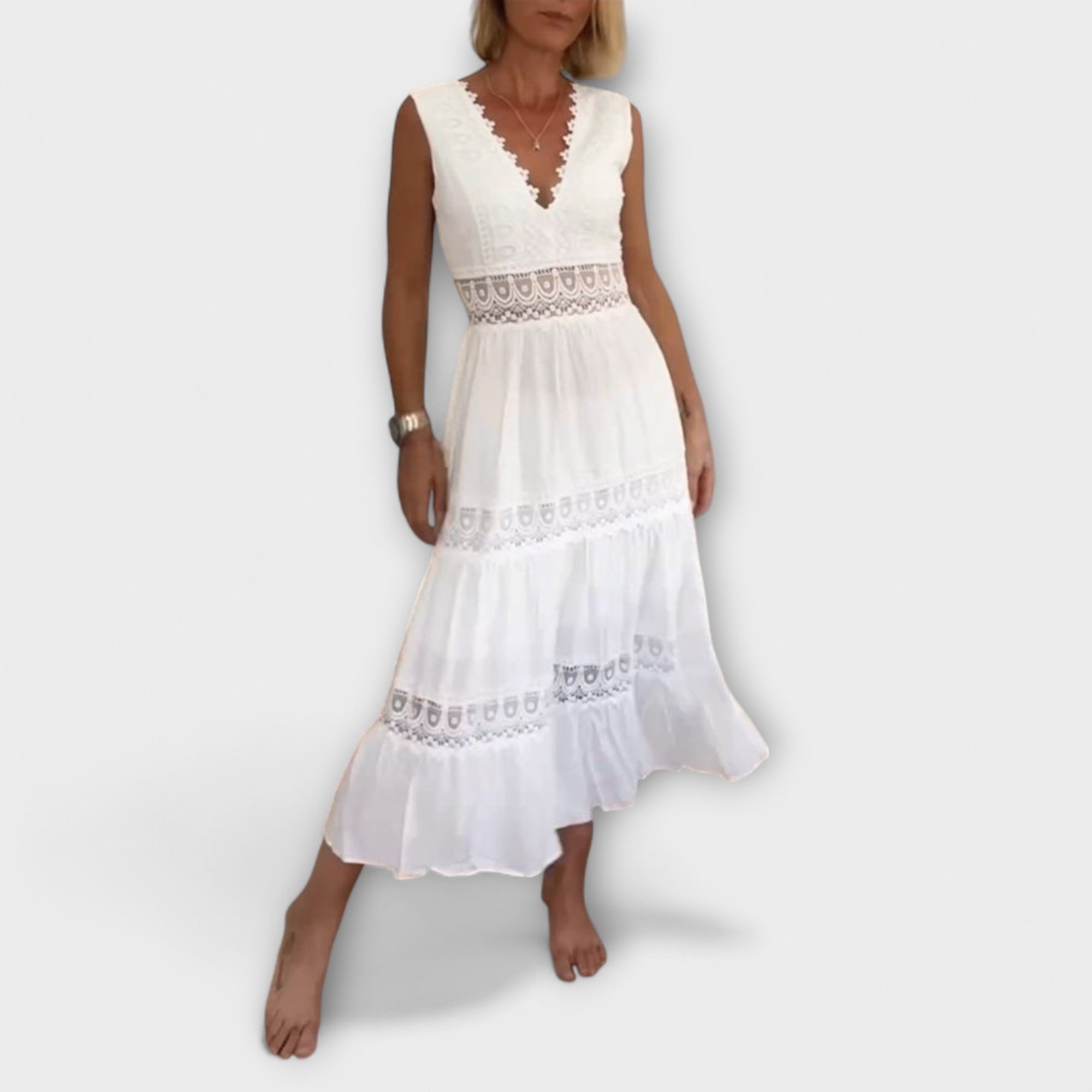 Aurélie - Elegant V-Hals Blondekjole