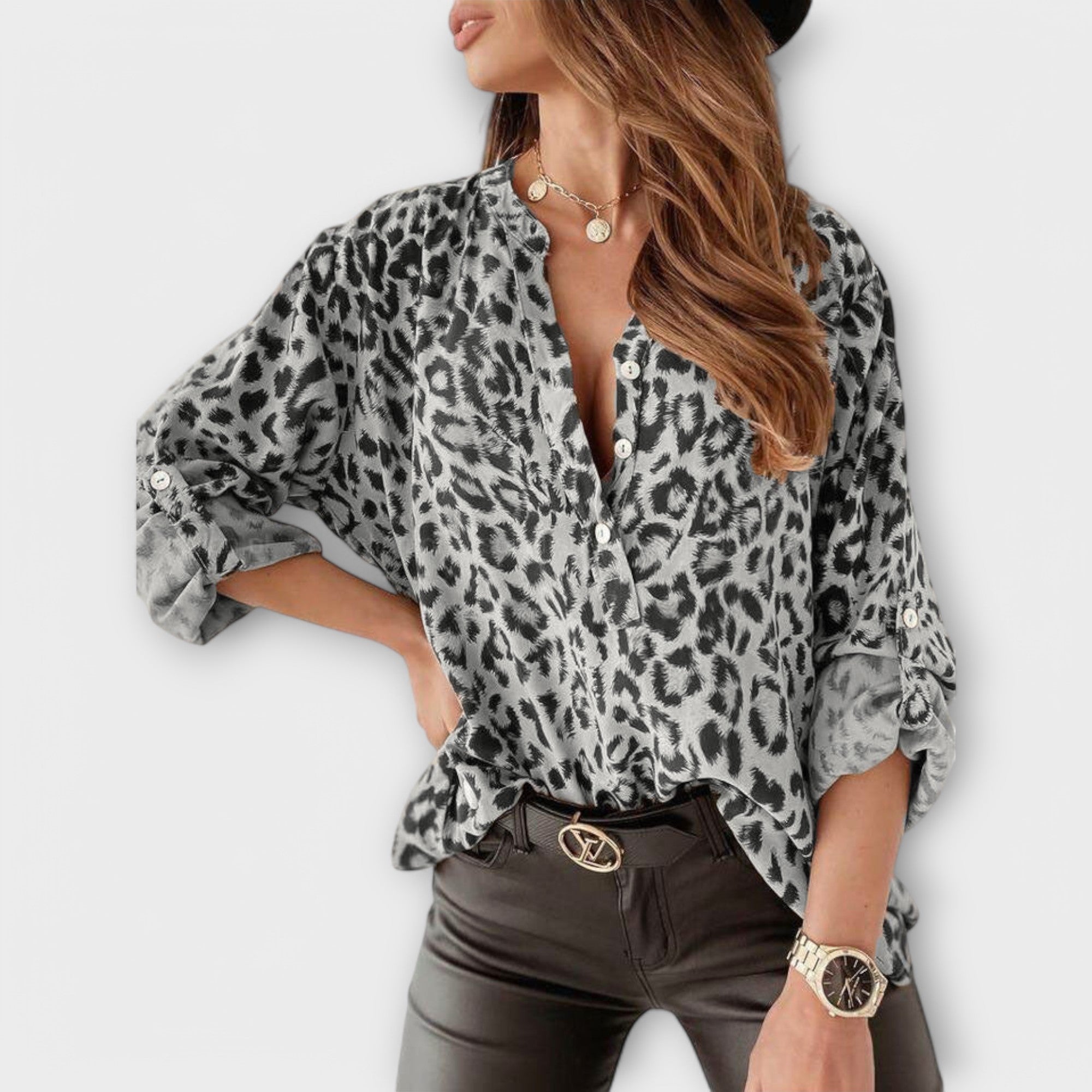 Moderne Bluse med Leopardmønster