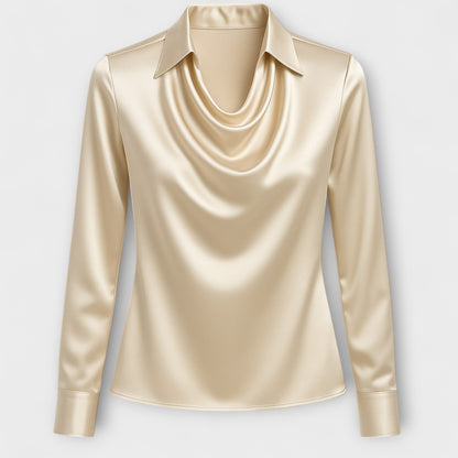 Skinnende Bluse med Volangkrage