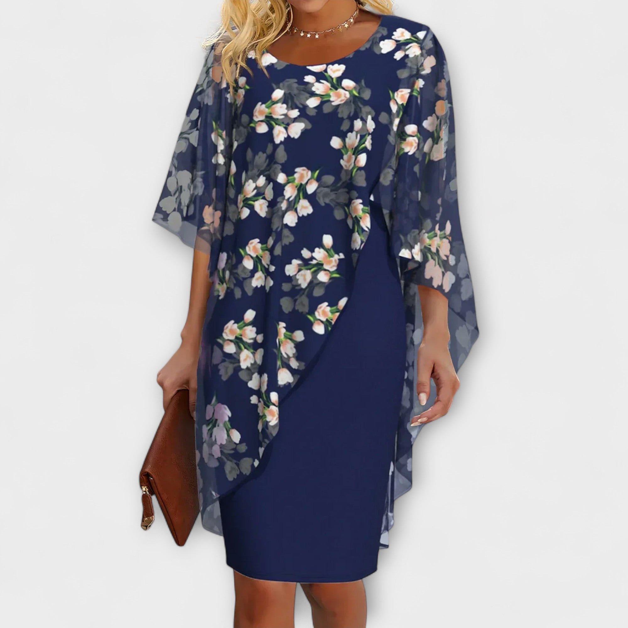 Lyanna - Blomster Chiffon Kjole for Kvinner