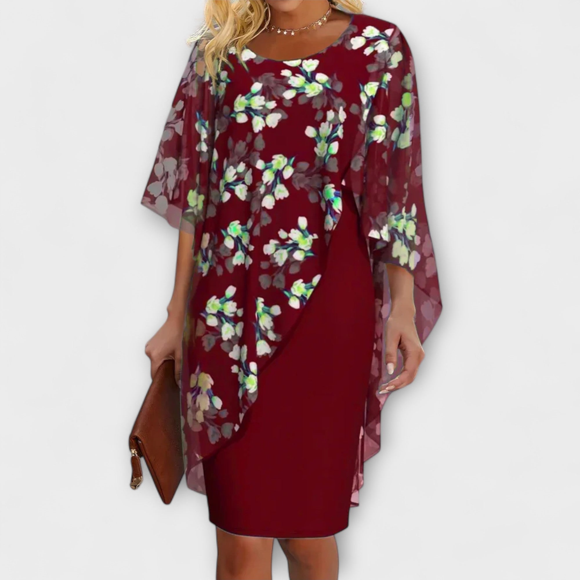 Lyanna - Blomster Chiffon Kjole for Kvinner