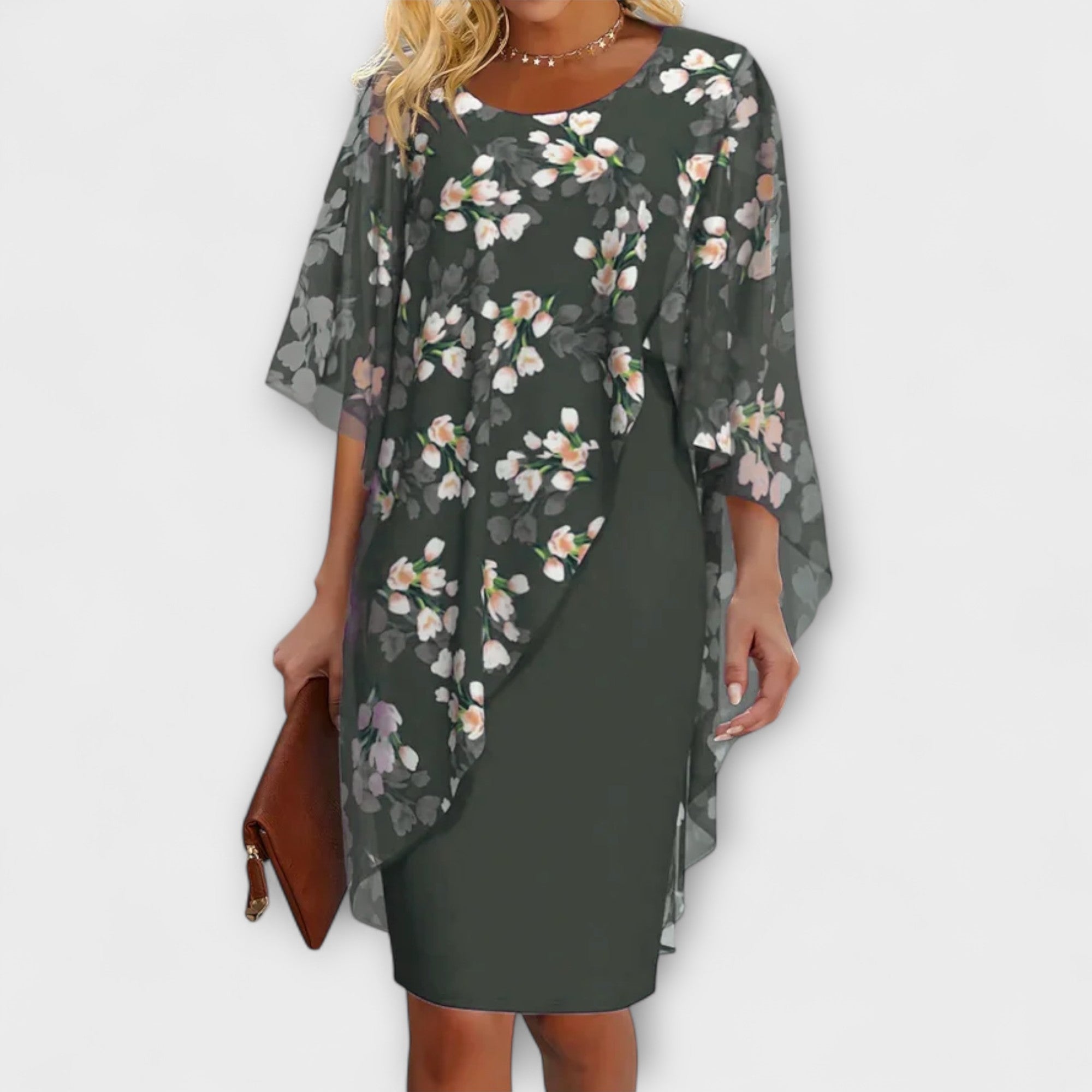 Lyanna - Blomster Chiffon Kjole for Kvinner