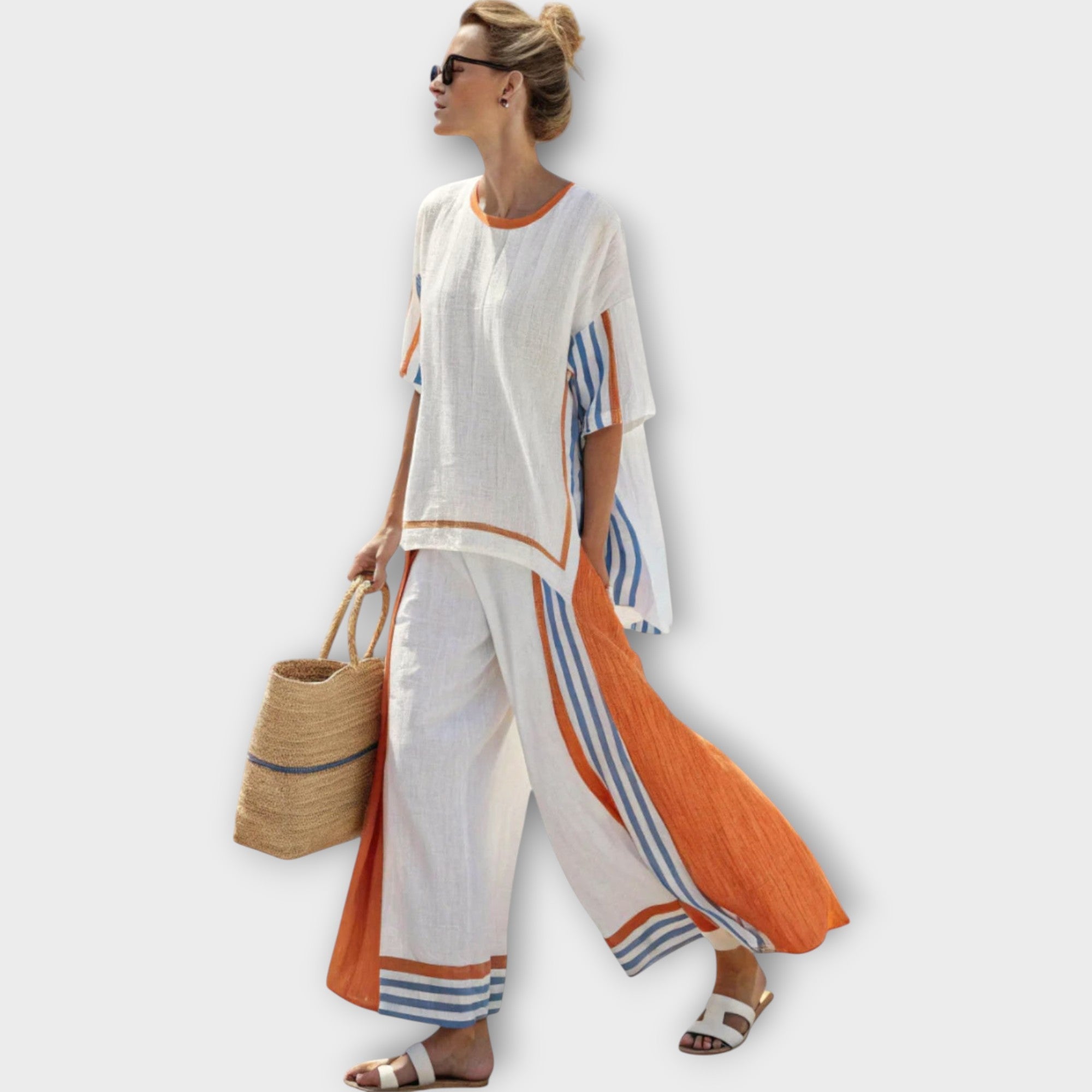 Anila - Elegant To-delt Sett med Stripete Design