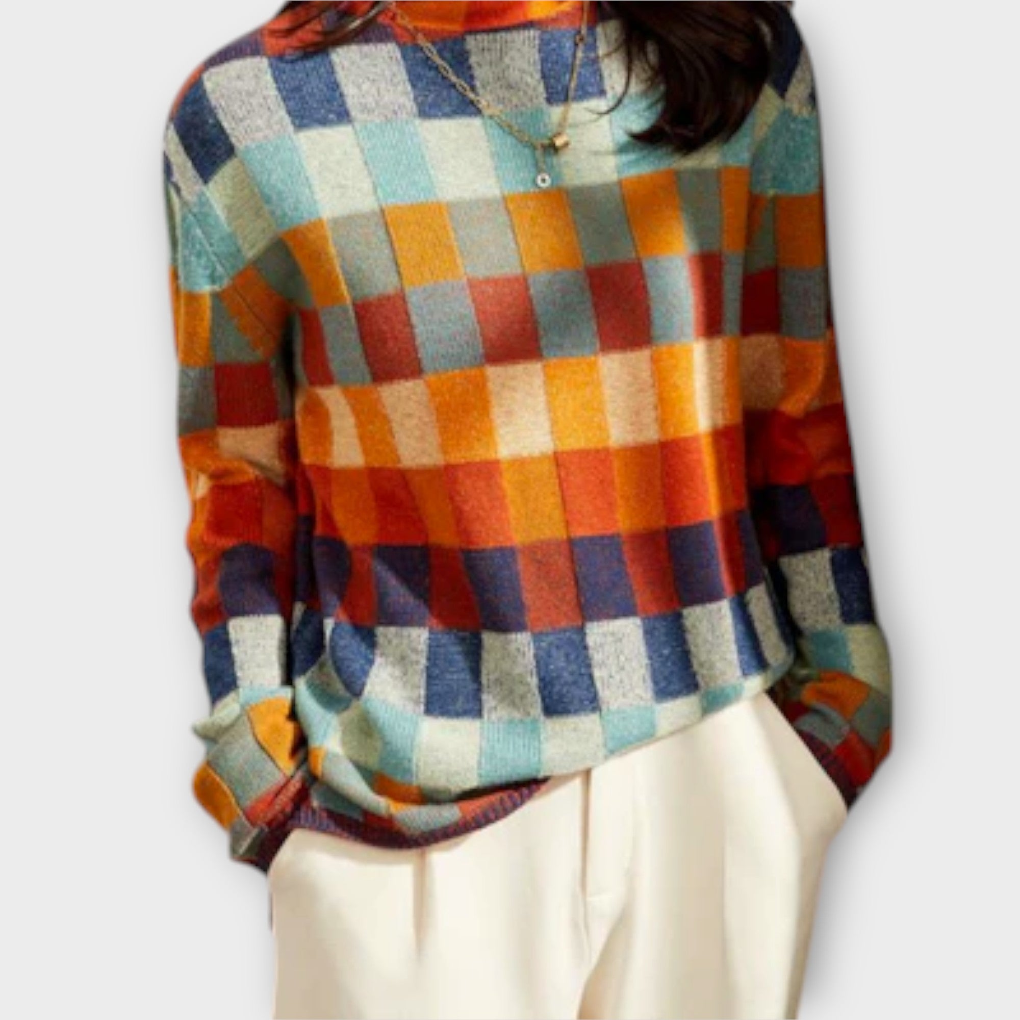 Erika - Patchwork Turtleneck Genser