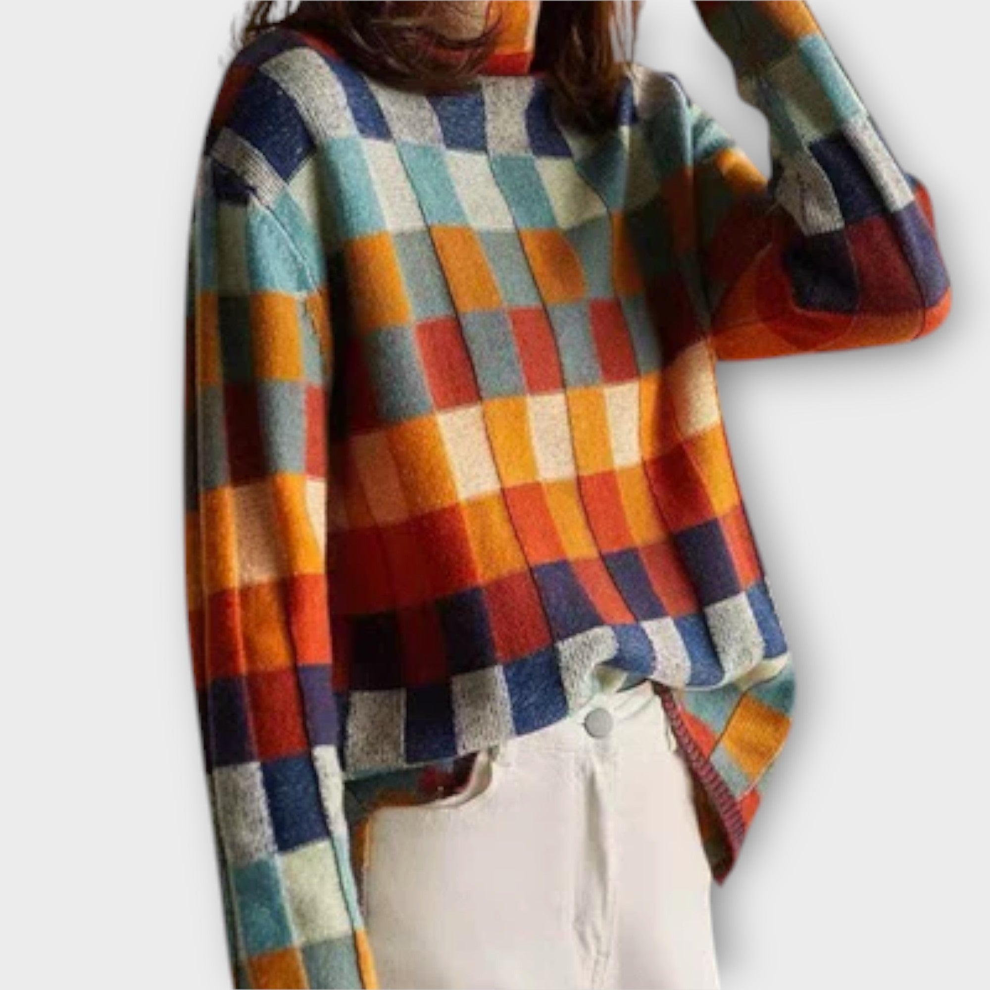 Erika - Patchwork Turtleneck Genser