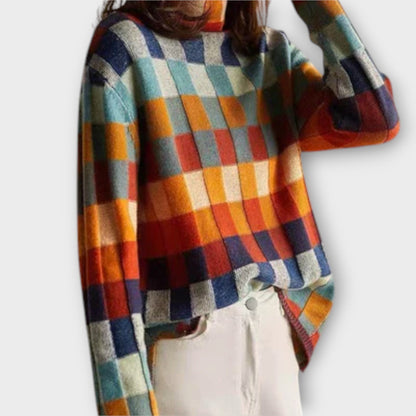 Erika - Patchwork Turtleneck Genser